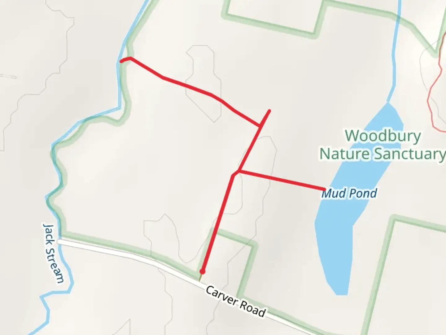 An image depicting the trail Mud Pond and Jack Stream and its surrounding area.