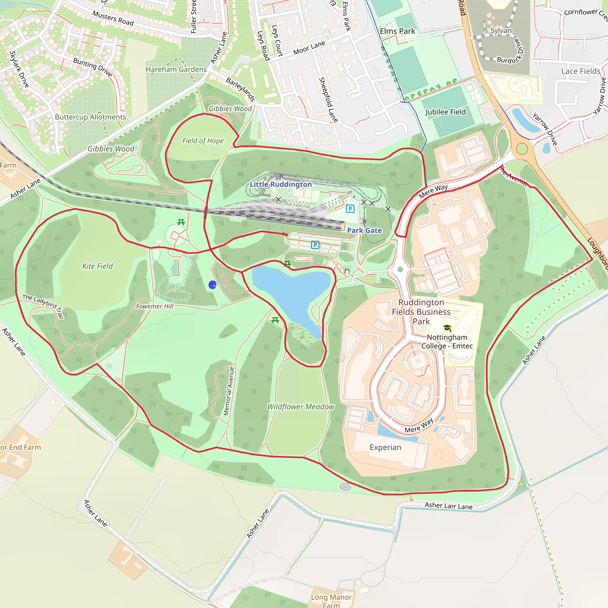Rushcliffe Country Park Long Loop mobile static map