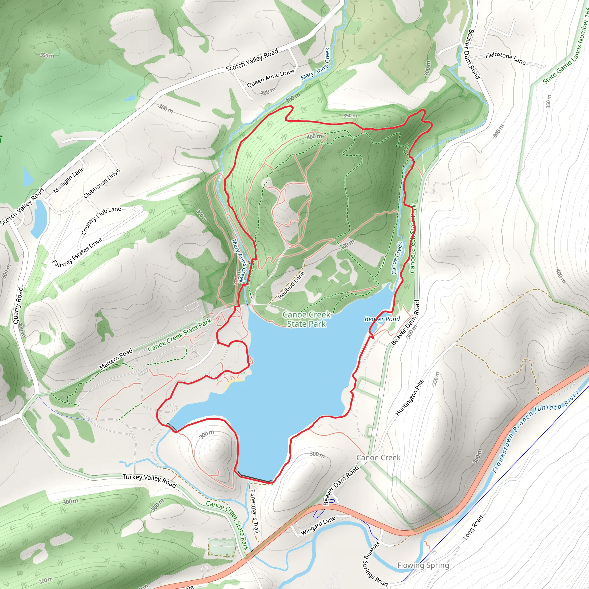Canoe Lake and Beaver Pond Loop Trail mobile static map