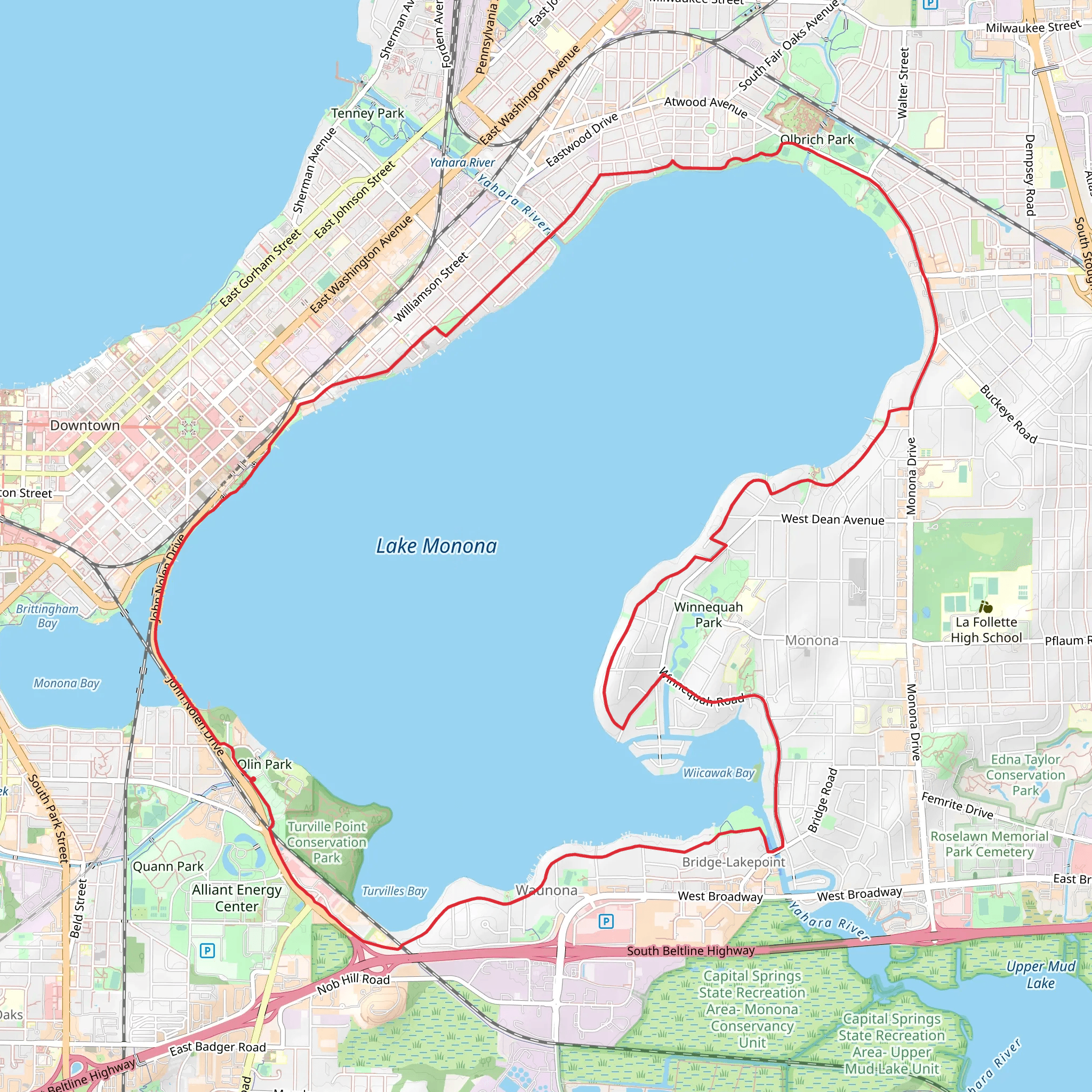 Lake Monona Loop mobile static map