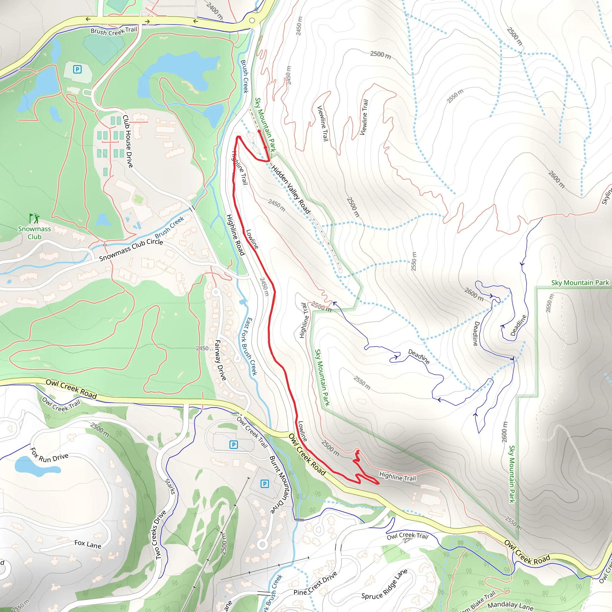 Lowline from Hidden Valley Road mobile static map