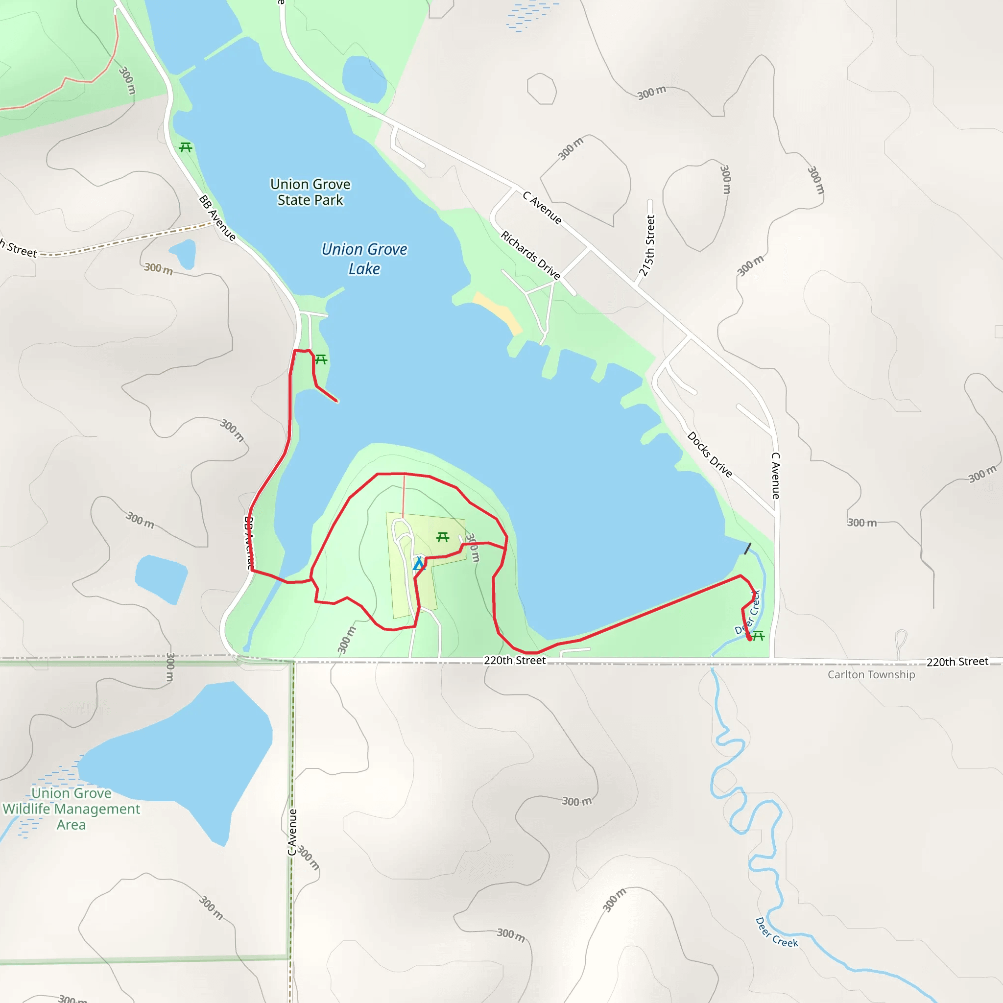 Union Grove Lake Loop - South Shore mobile static map
