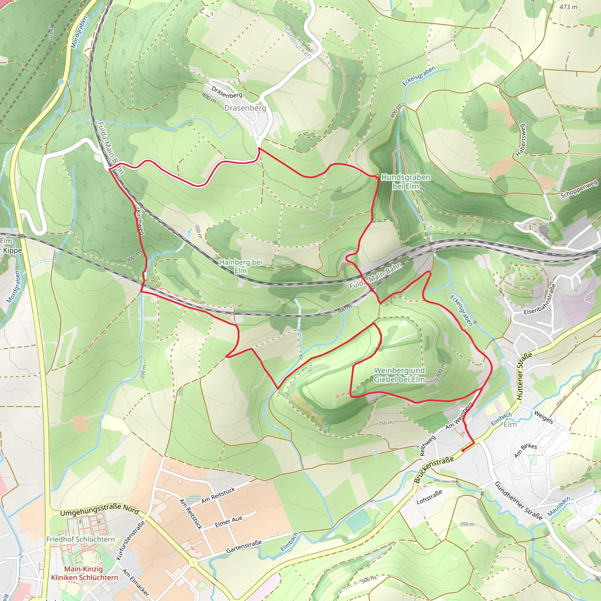 Elm Runwanderweg and Schluechtern Wanderweg mobile static map