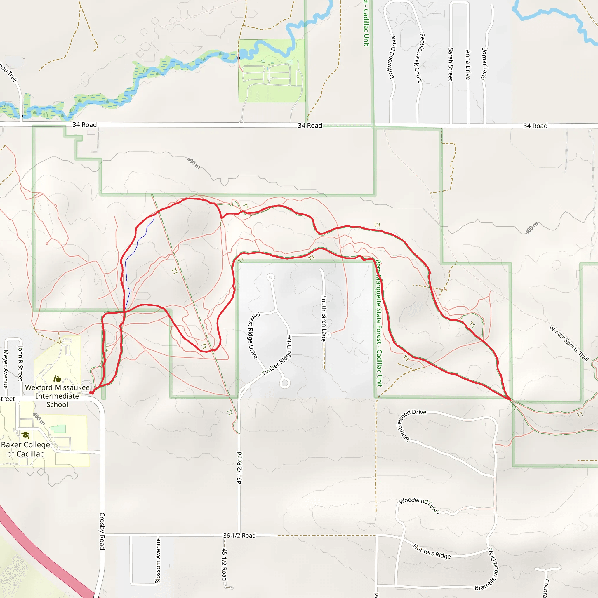 Cadillac Pathway Loop mobile static map