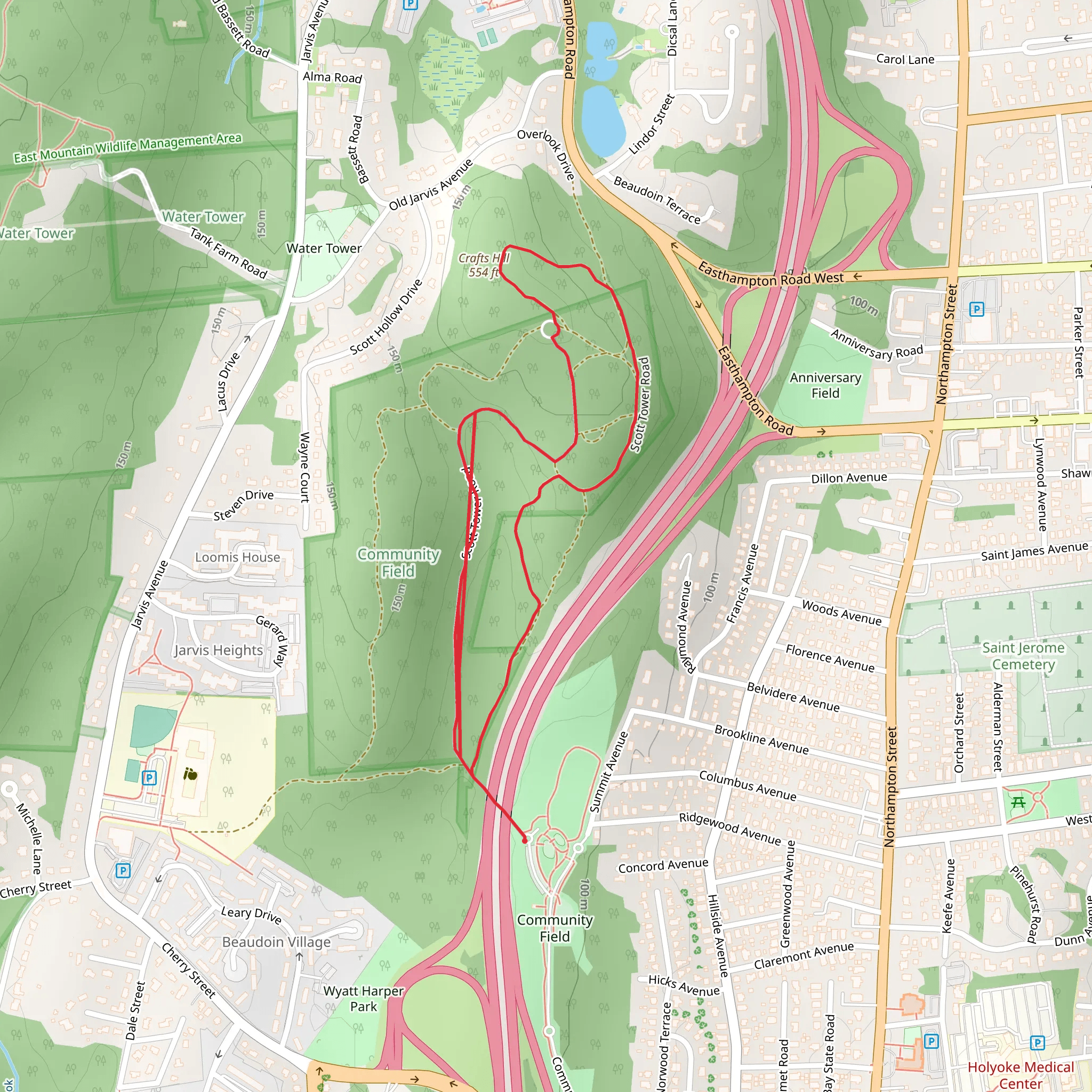 Crafts Hill via Scott Tower Loop Trail mobile static map