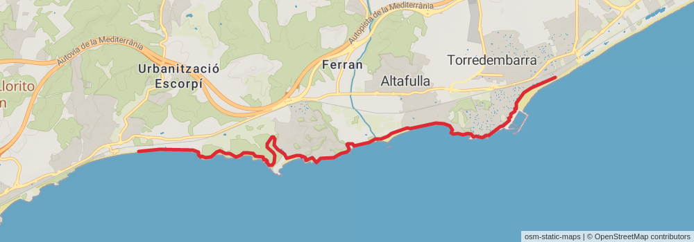 GR 92 Sendero del Mediterráneo Cataluña stage 25 Map