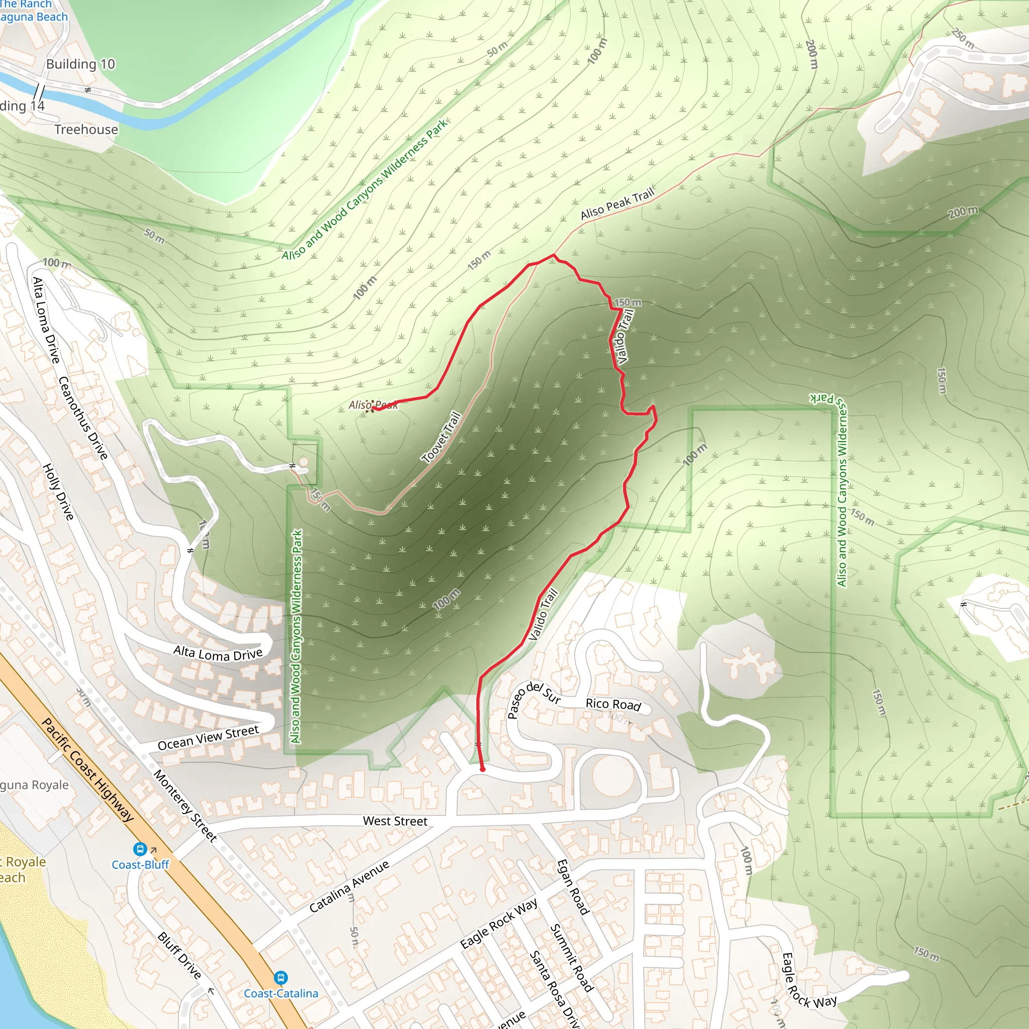 Aliso Peak via Valido Trail mobile static map