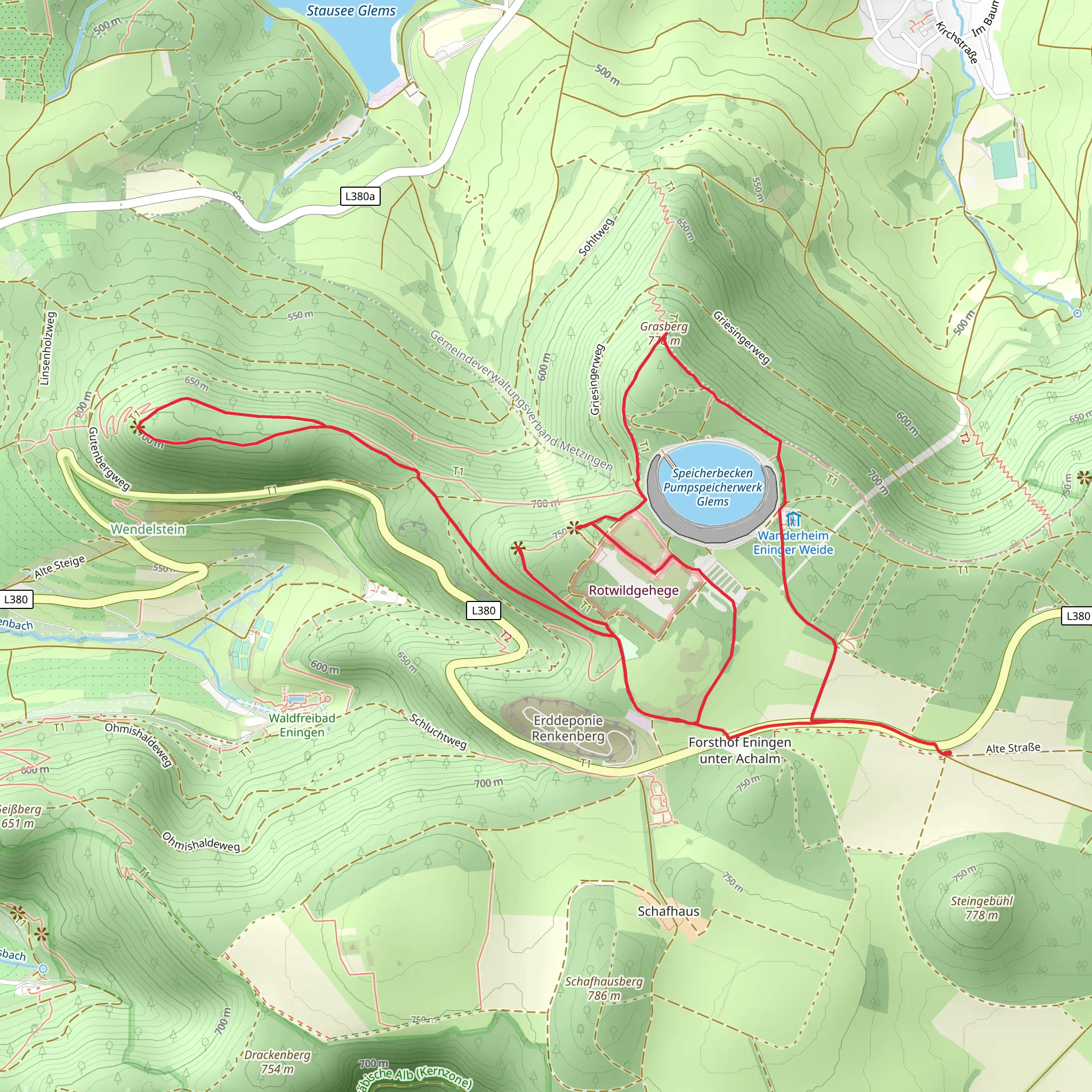Grasberg, Hännersteigfels and Gutenberg Loop mobile static map