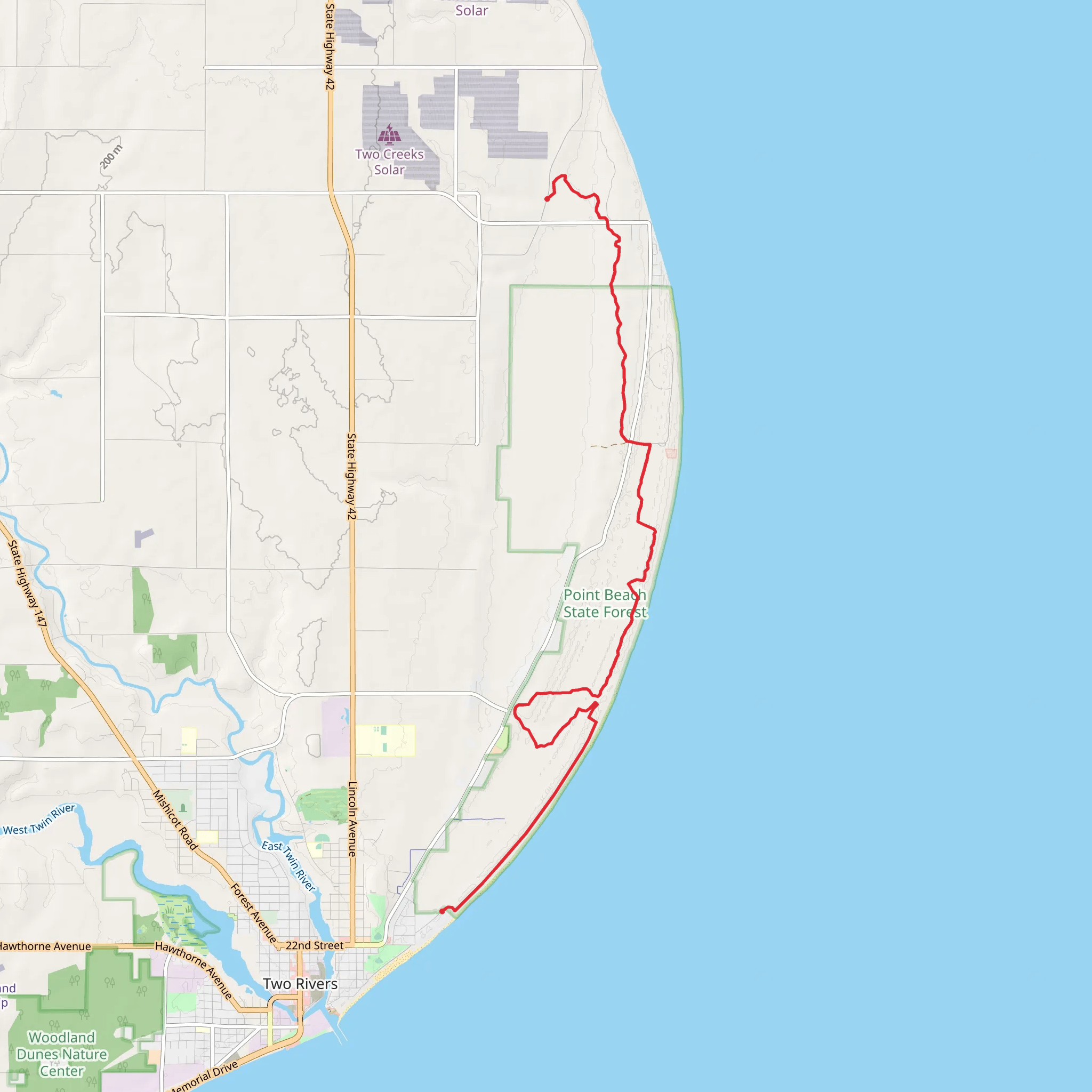 Ice Age Trail - Lakeshore Road mobile static map