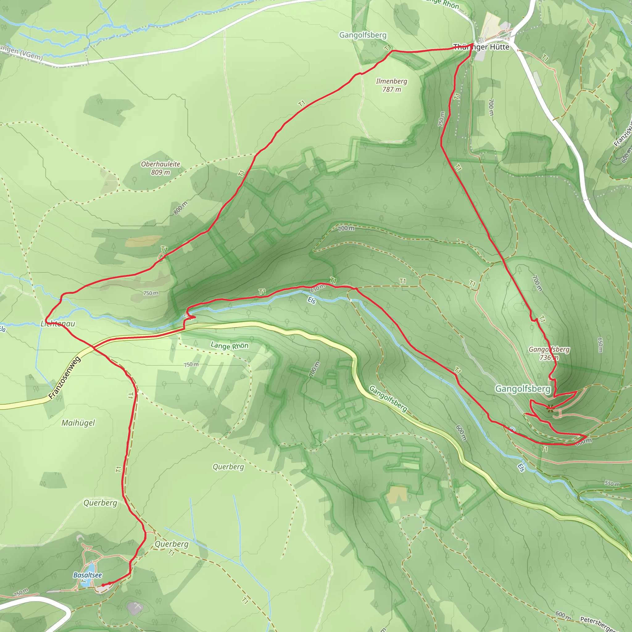 Gangolfsberg via Heidelsteinweg and Extratour Hochrhoentour mobile static map