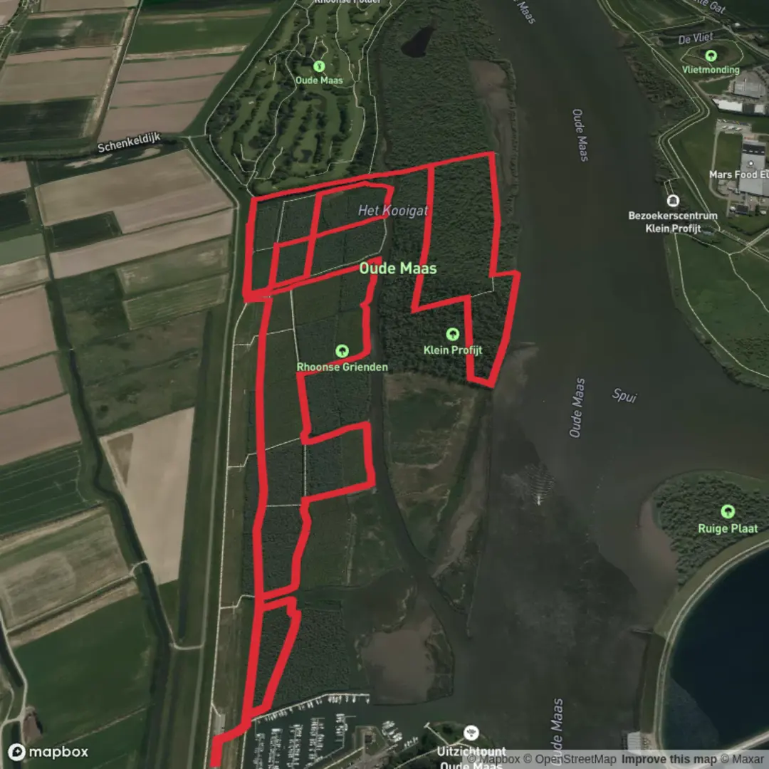 An image depicting the trail Rhoonse Grienden and Oude Mass Loop and its surrounding area.