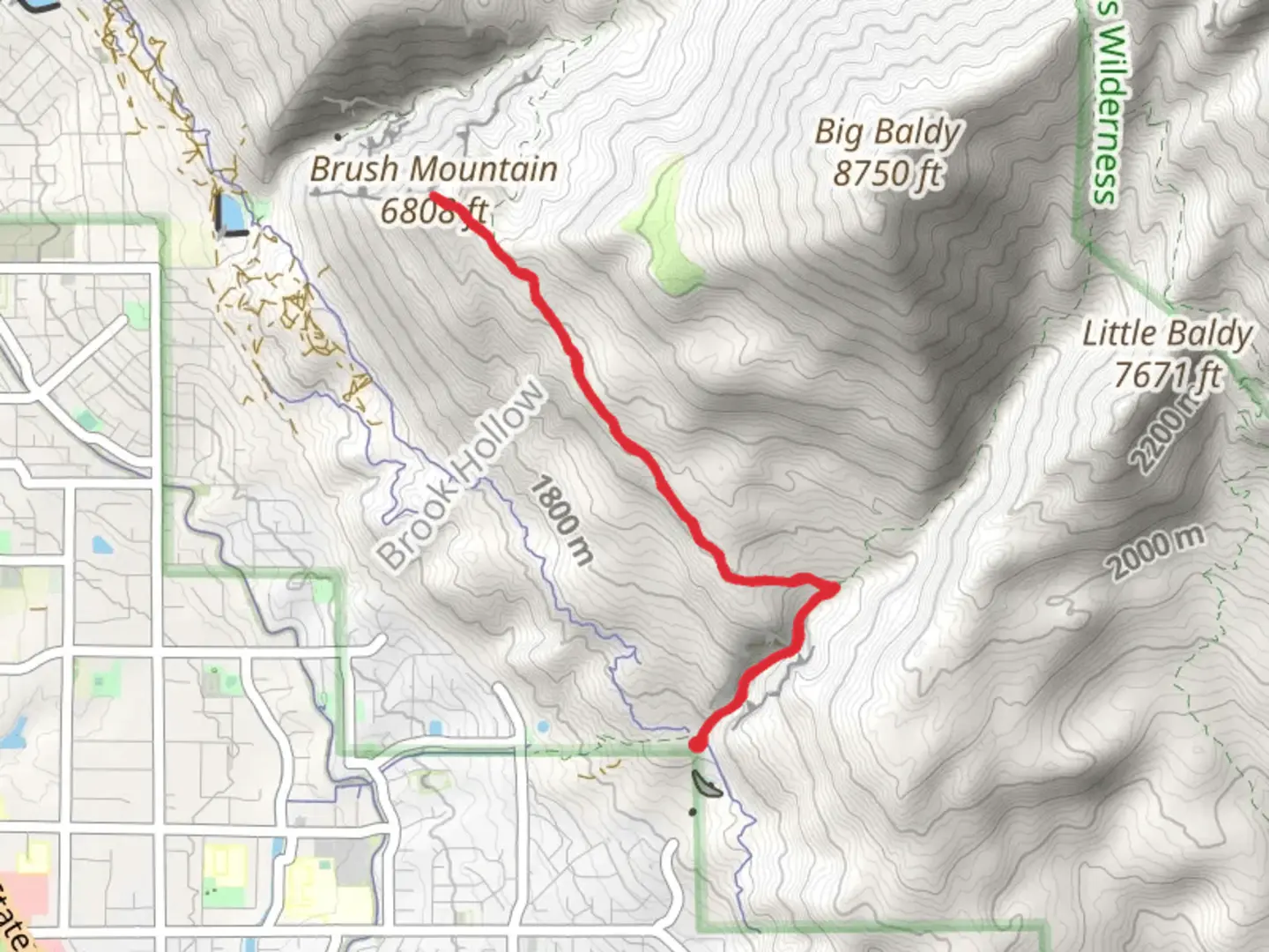 An image depicting the trail Brush Mountain via Curley Springs Trail and its surrounding area.