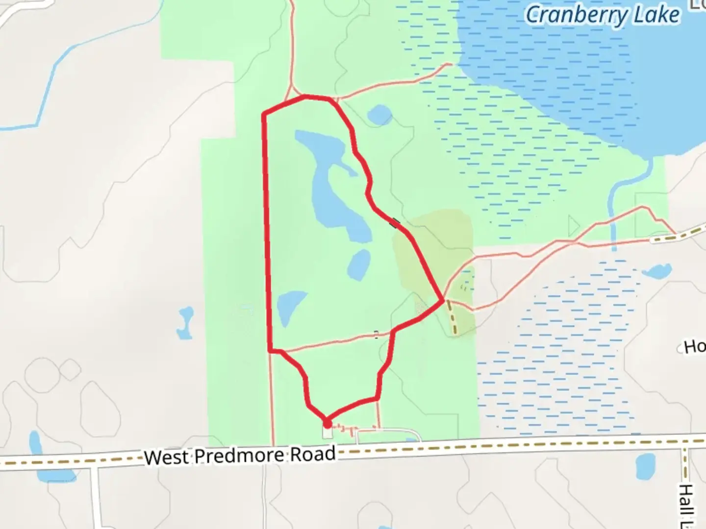 An image depicting the trail Cranberry Lake Park Loop and its surrounding area.