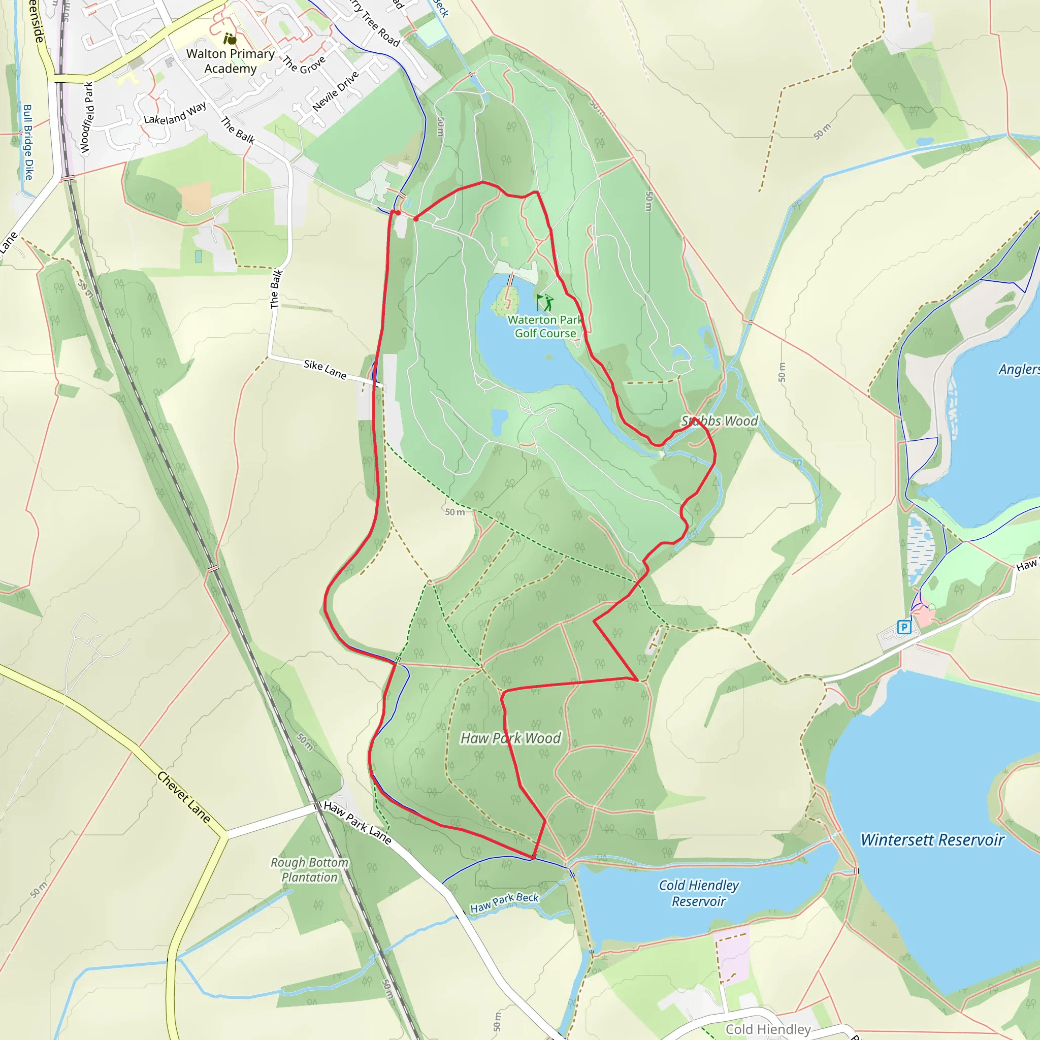 Walton Hall Park Loop mobile static map