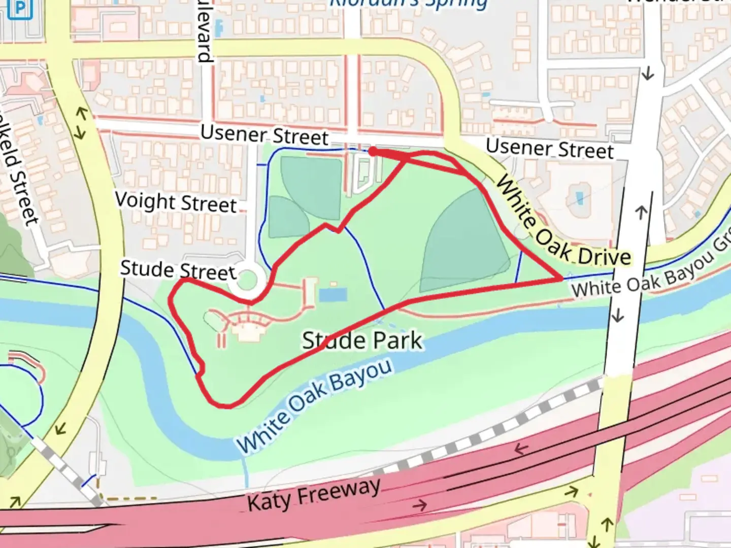 An image depicting the trail White Oak Bayou Greenway Loop and its surrounding area.