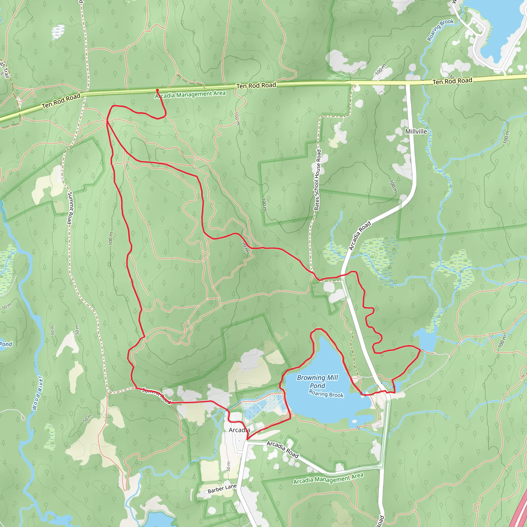 Arcadia, Dove Crest and Browning Mill Pond Loop Trail mobile static map