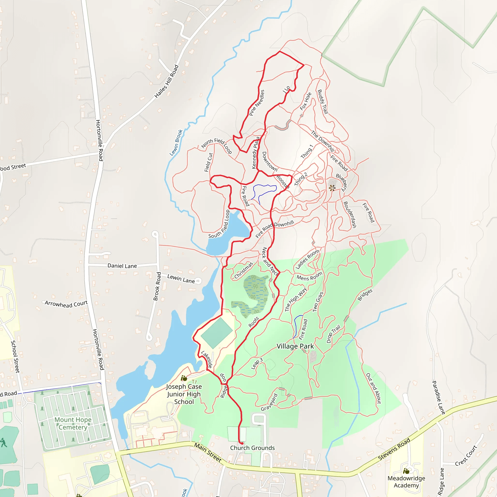 Lewin Brook - Pine Needles and Lakeside Trail mobile static map