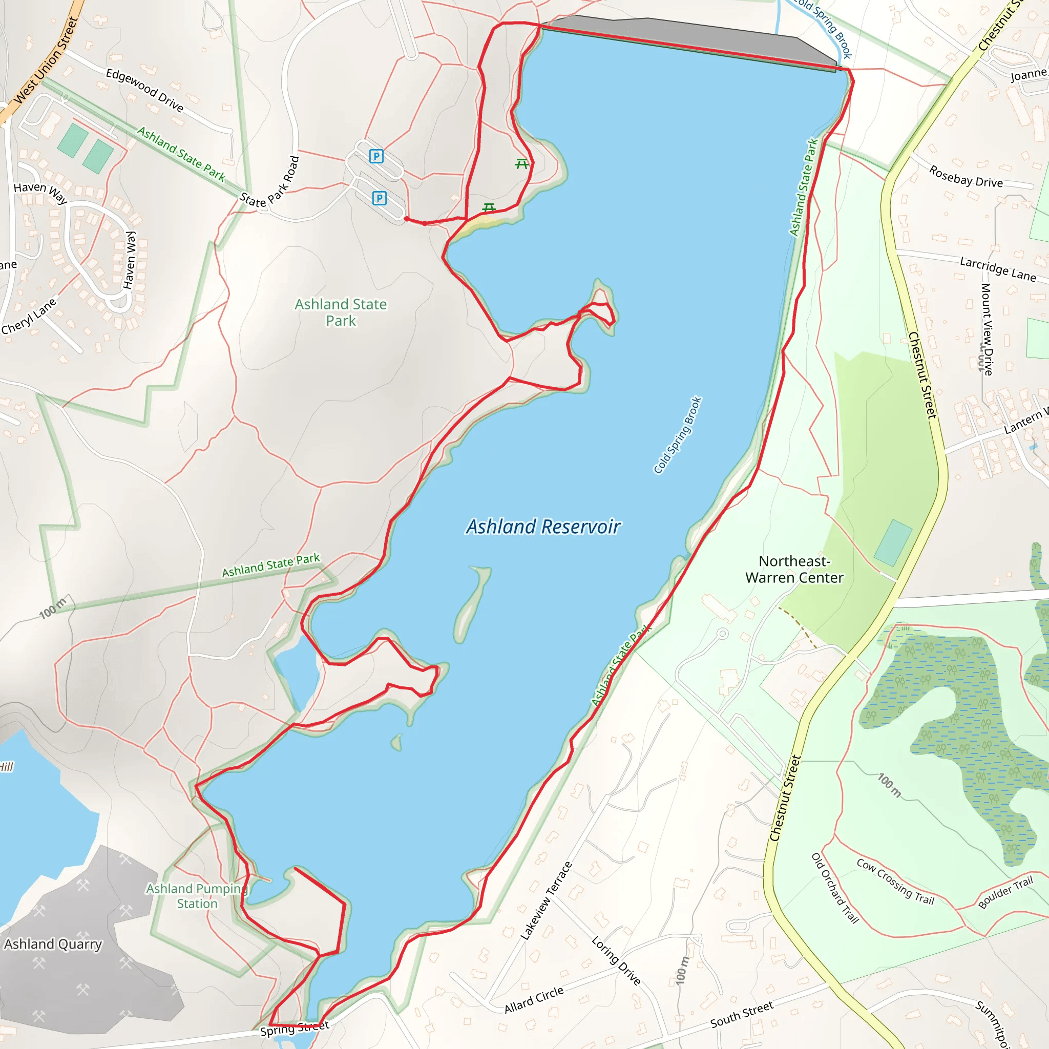 Ashland Reservoir Loop mobile static map