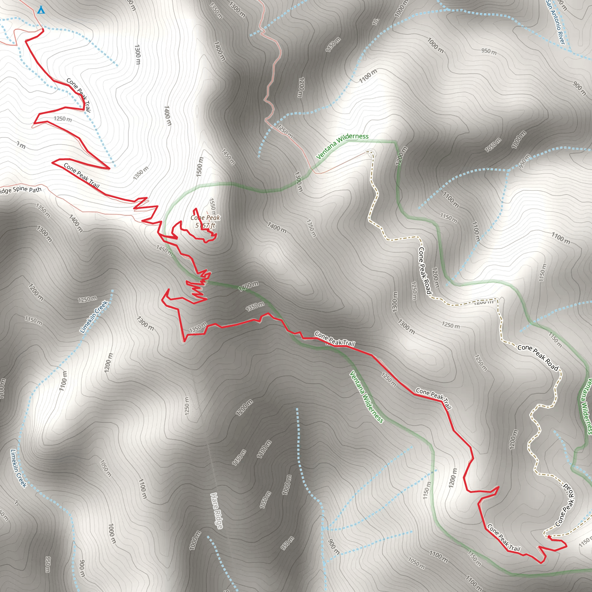 Cone Peak Trail mobile static map