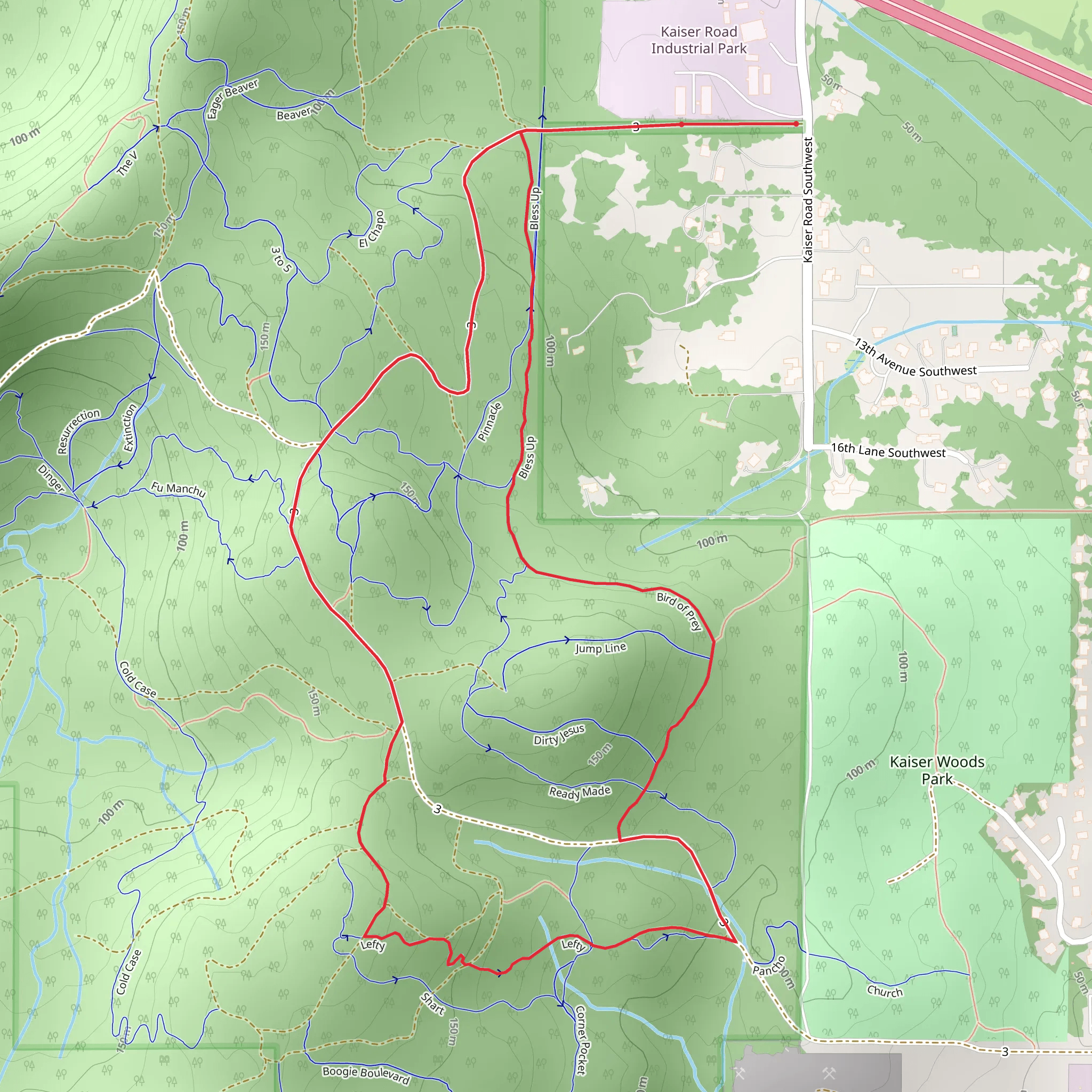 Lefty and Bird of Prey Loop mobile static map