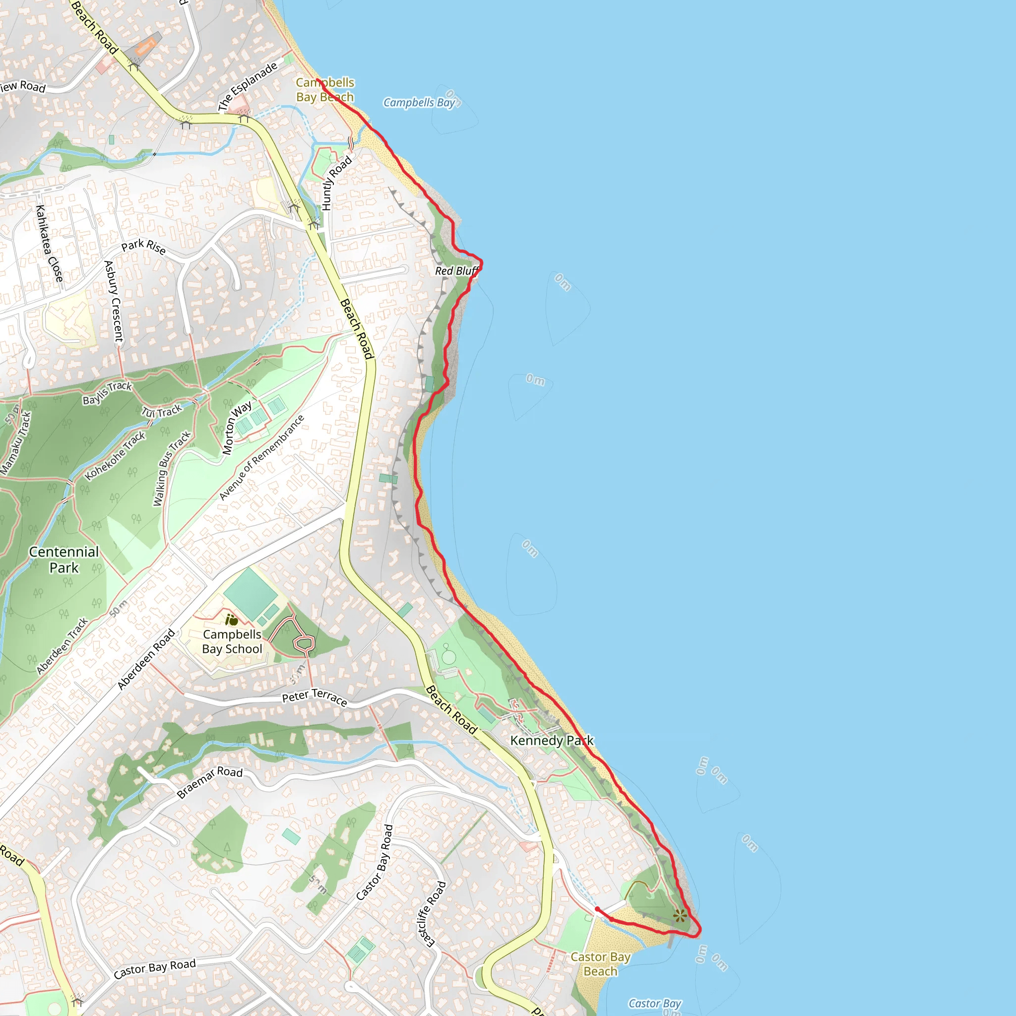 Castor Bay to Campbells Bay mobile static map