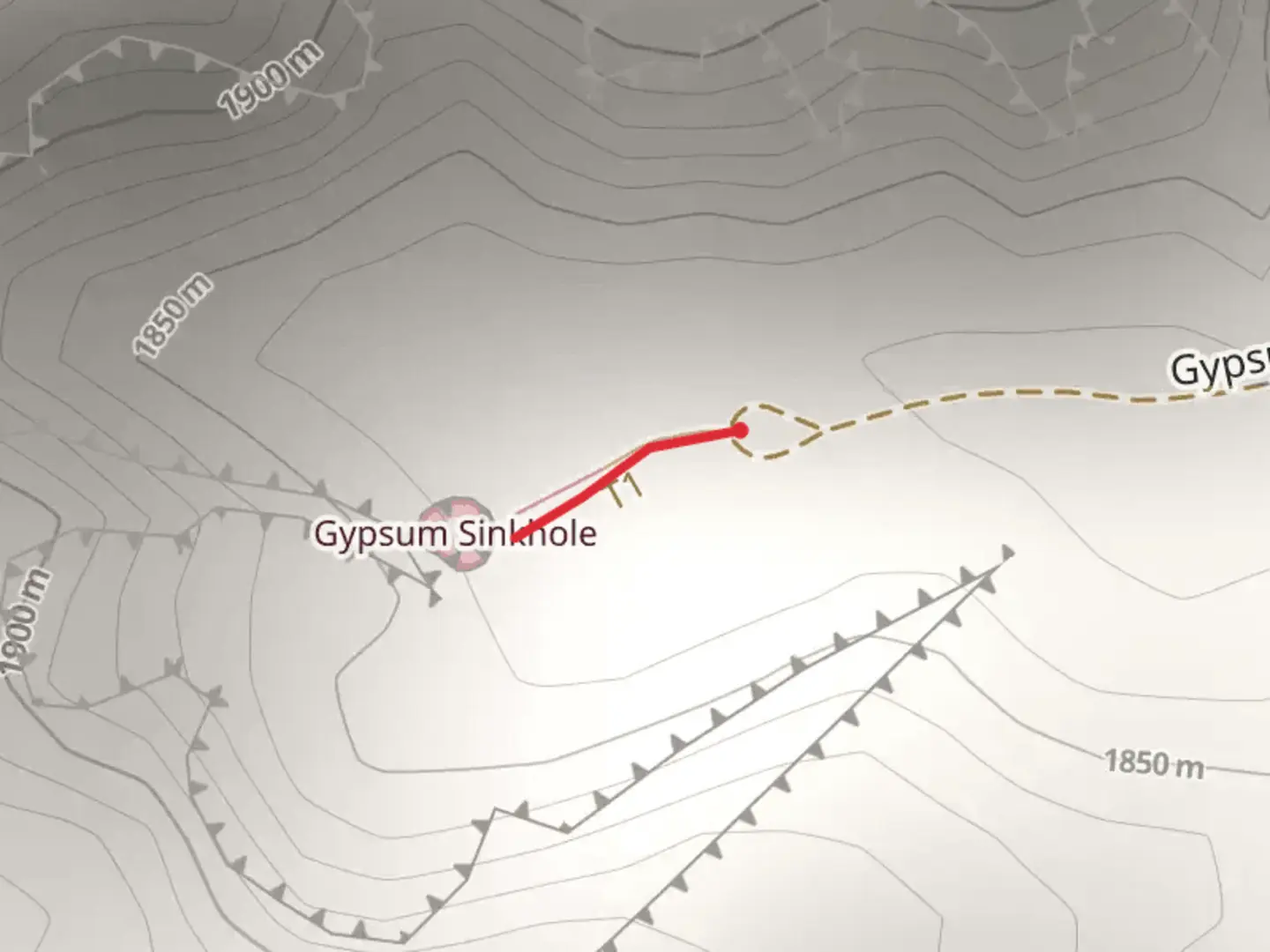 An image depicting the trail Gypsum Sinkhole and its surrounding area.