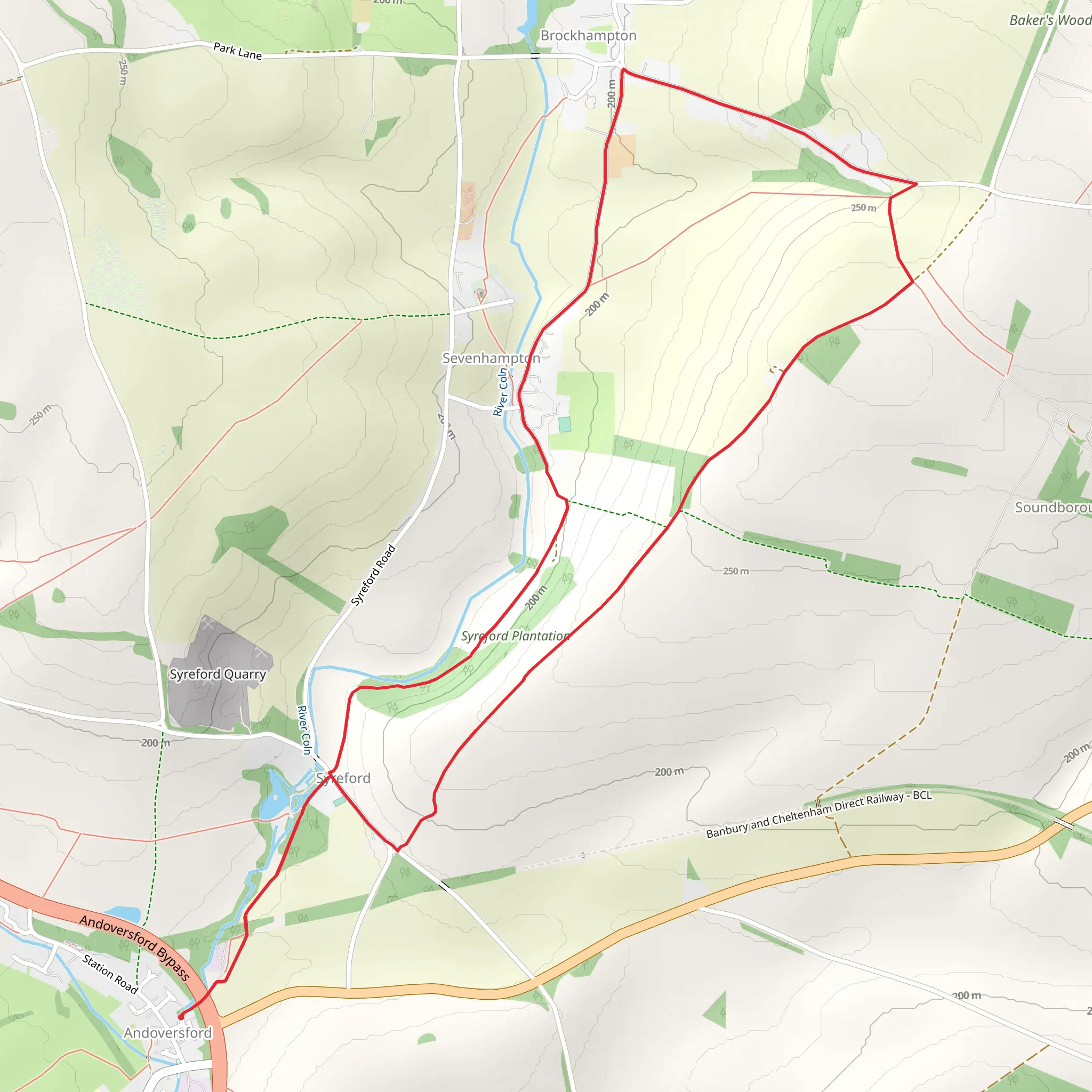 Andoversford, Brockhampton and Sevenhampton mobile static map
