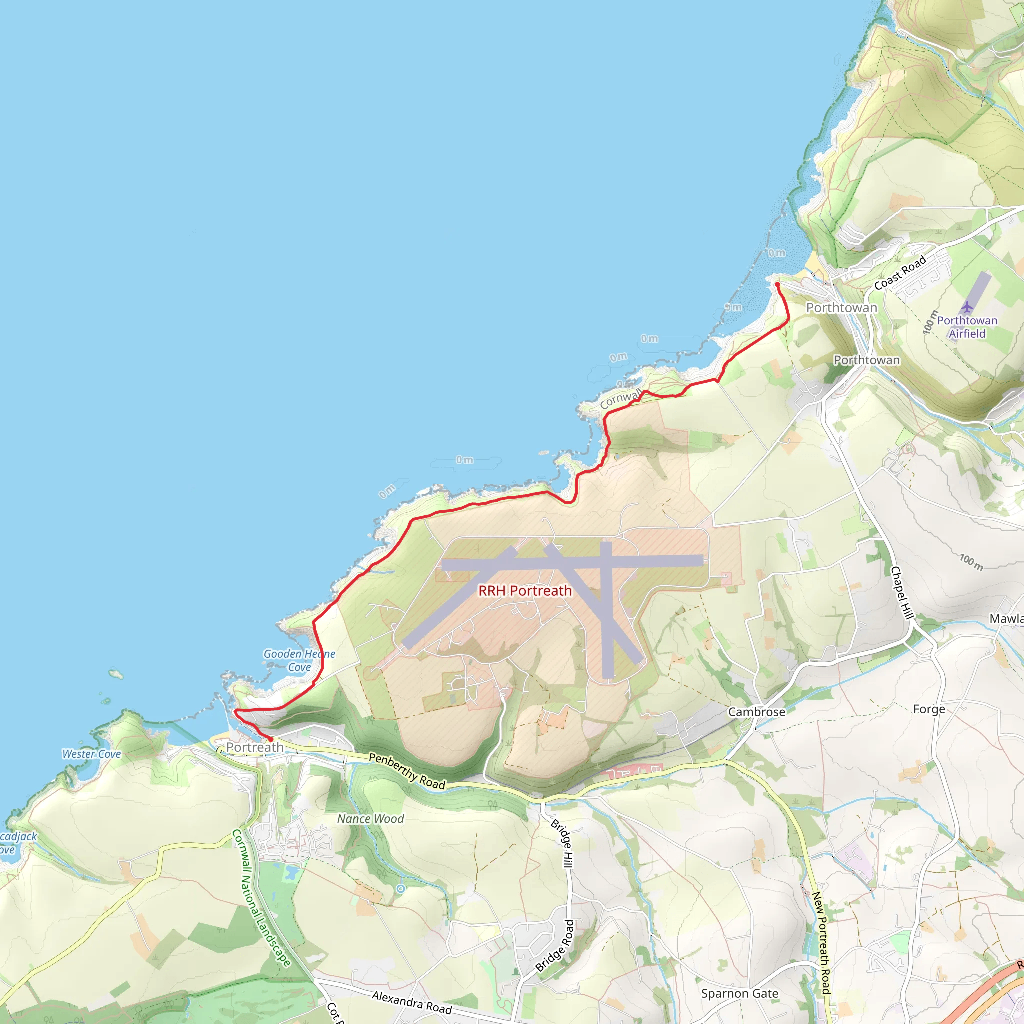 Porthtowan to Portreath mobile static map