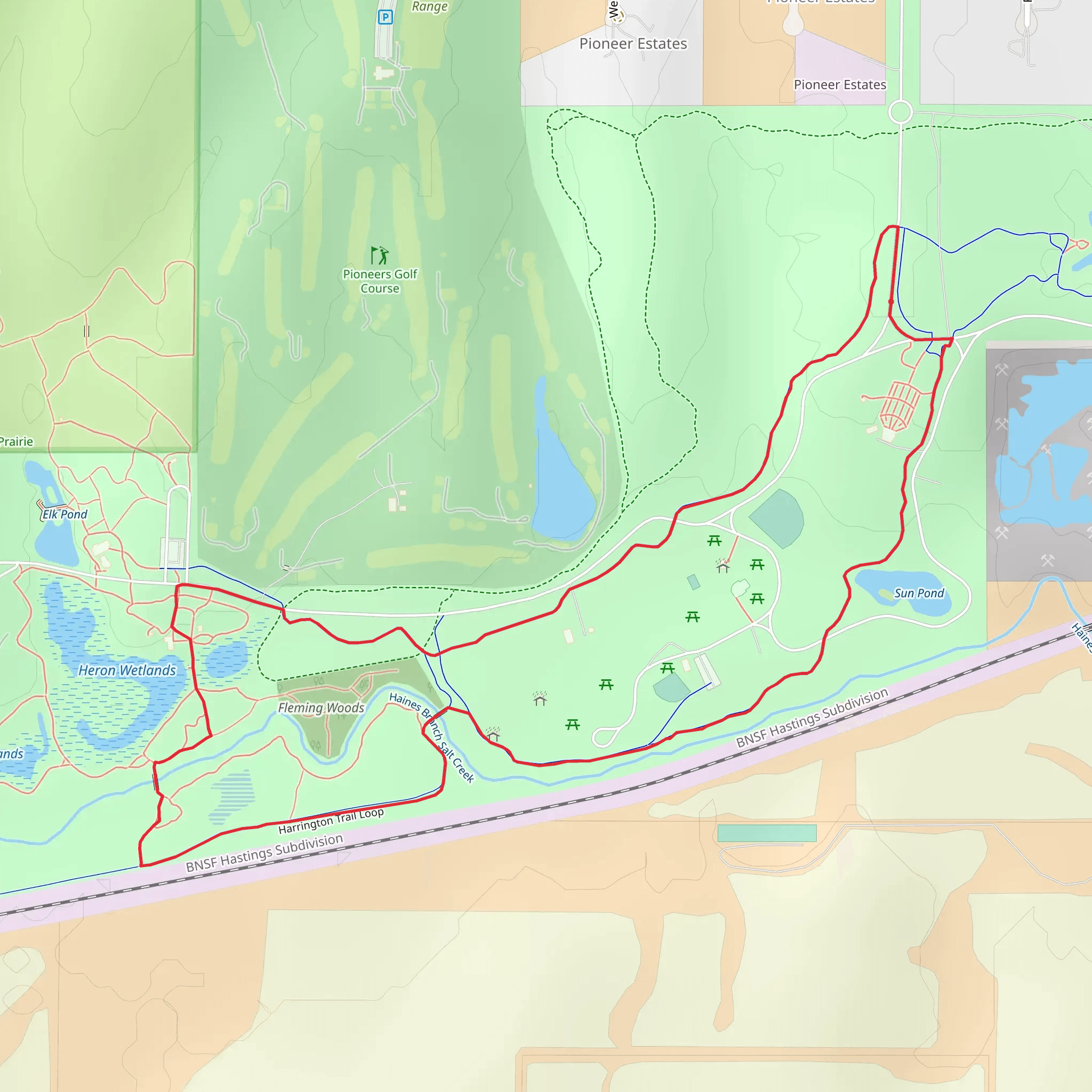 Prairie Corridor Loop Trail via Haines Branch mobile static map