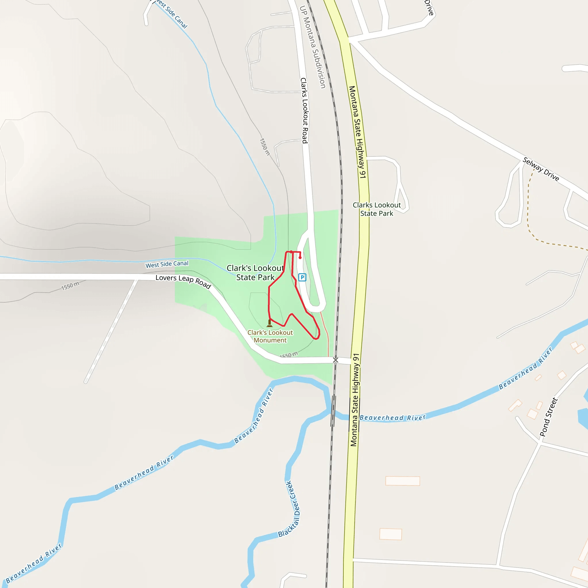 Clark's Lookout State Park Loop mobile static map