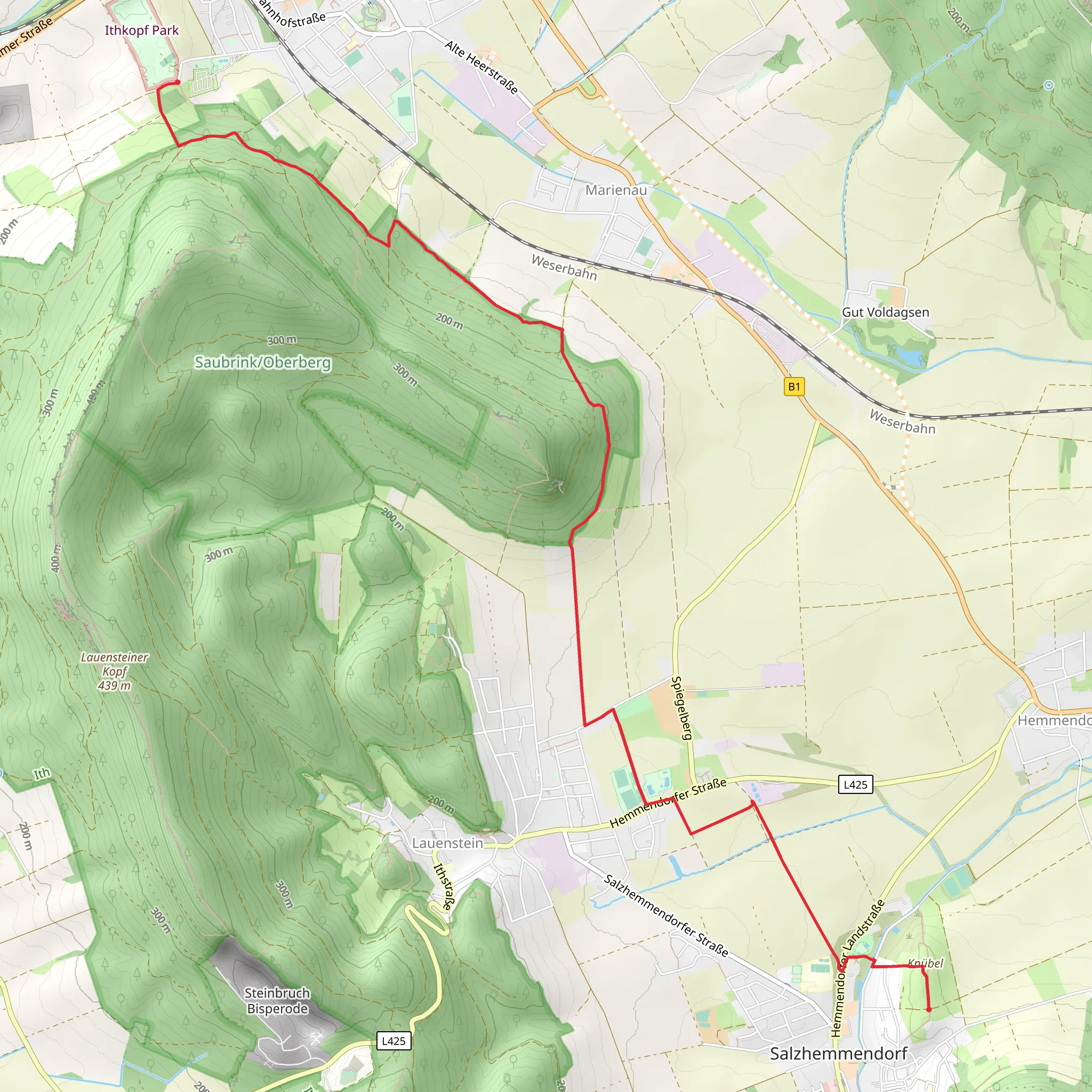 Salzhemmendorf to Ithkopf Park via Ith-Hils Wanderweg mobile static map