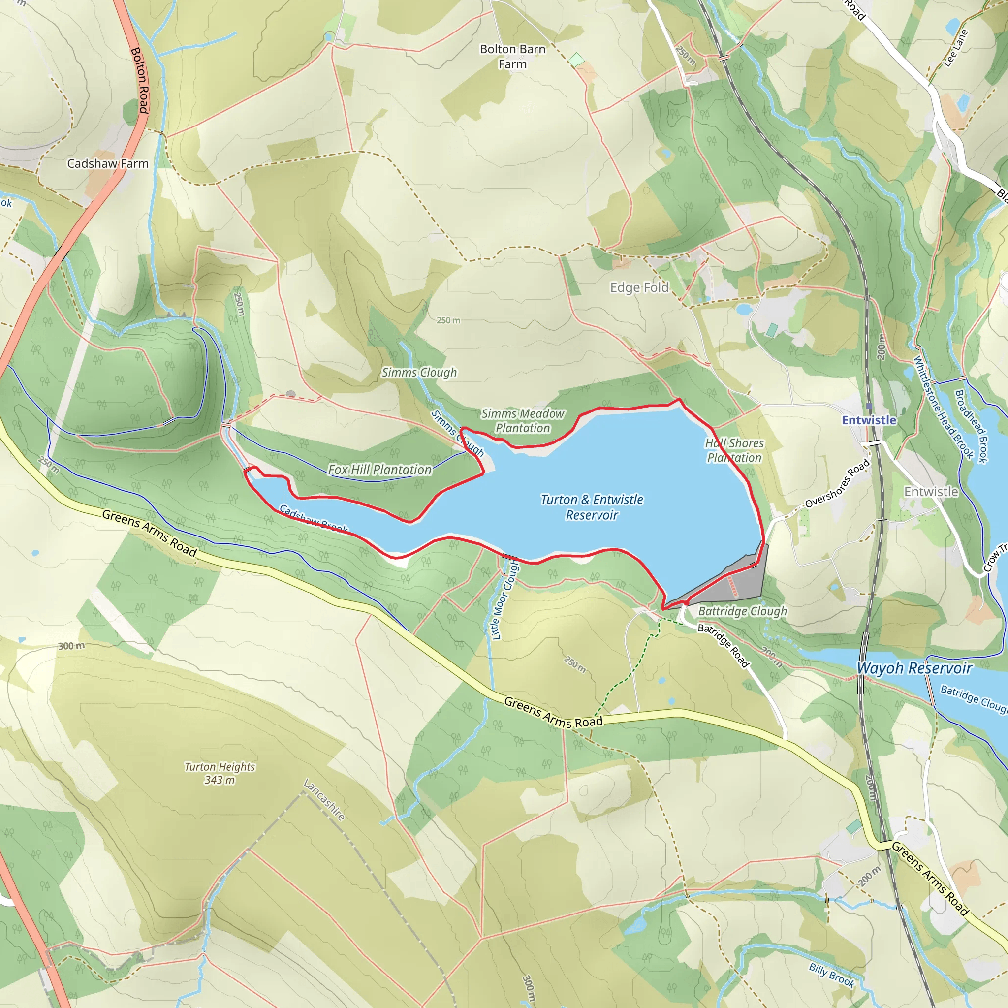 Entwistle Reservoir Loop mobile static map