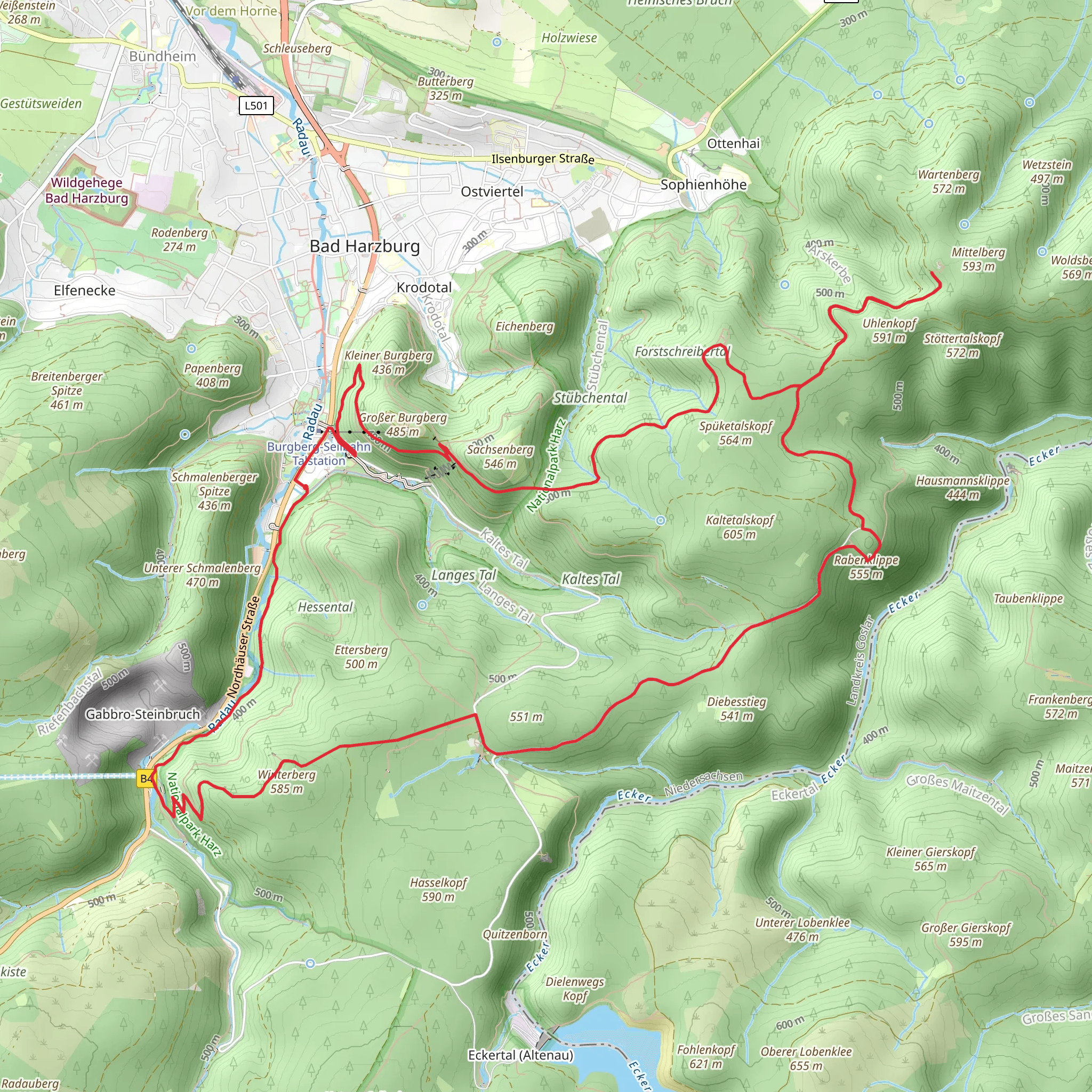 Sachsenberg, Mittelberg and Hasselteich Loop mobile static map