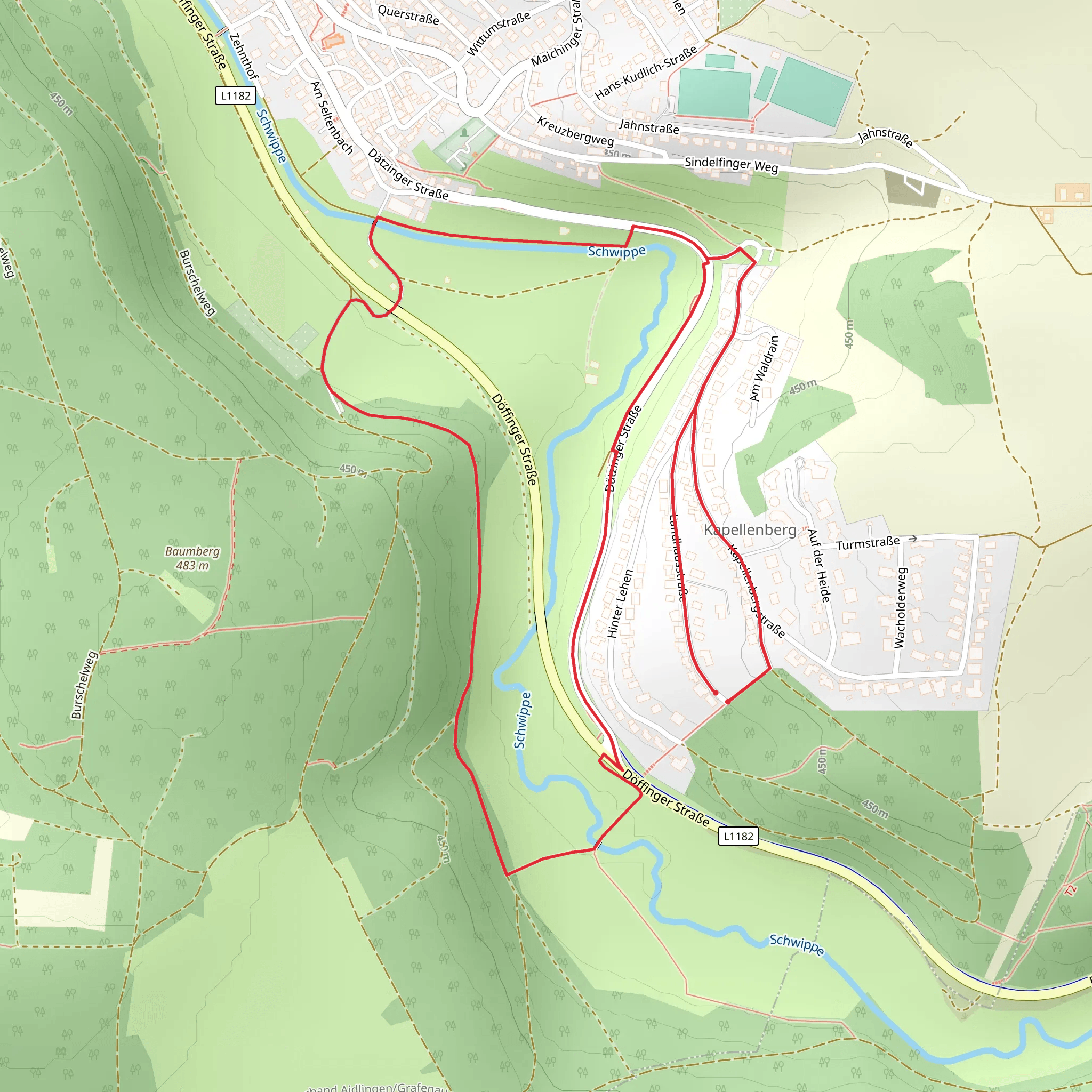 Schwippe and Baumberg Loop mobile static map