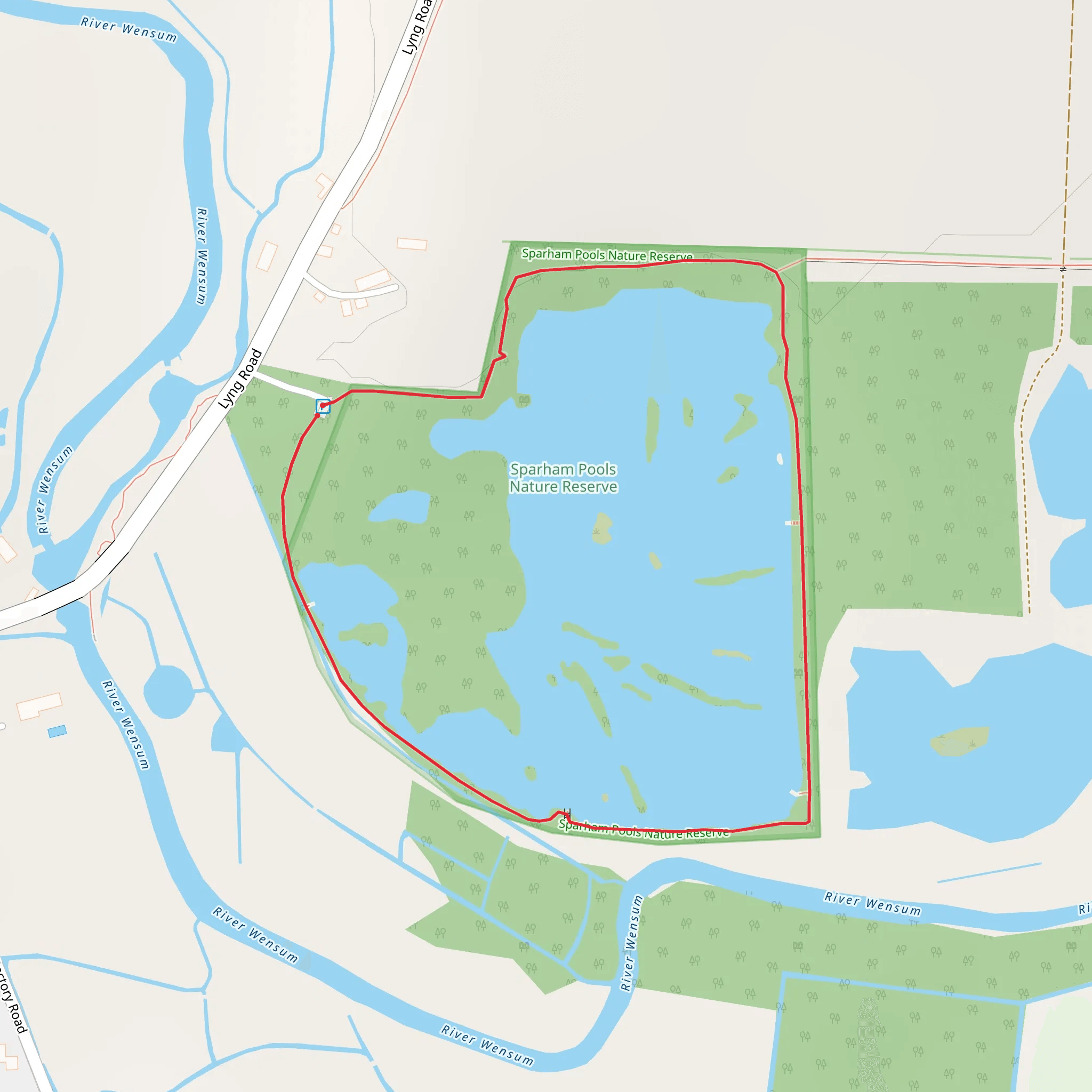 Sparham Pools Nature Reserve Loop mobile static map