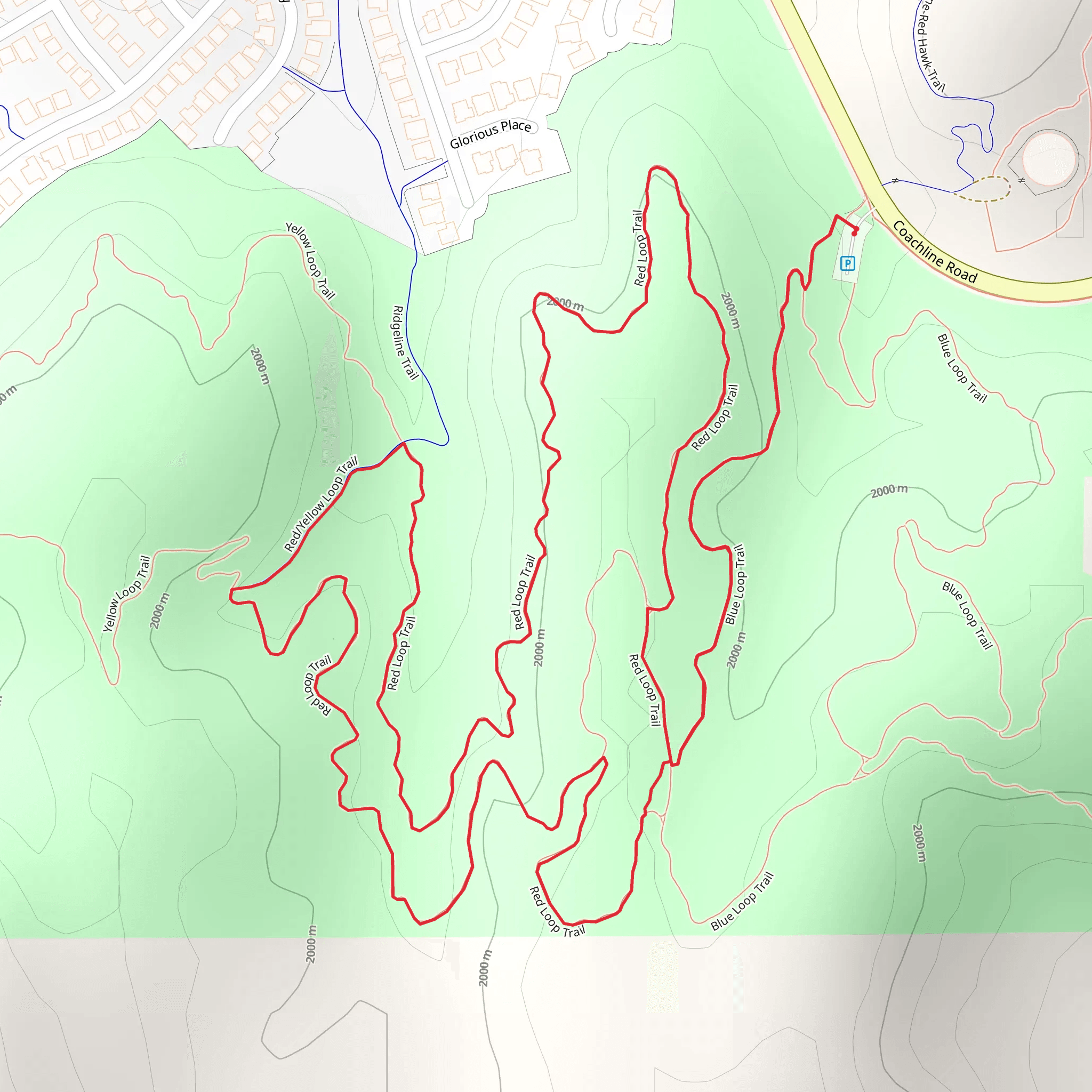 Red and Blue Loop Trail mobile static map
