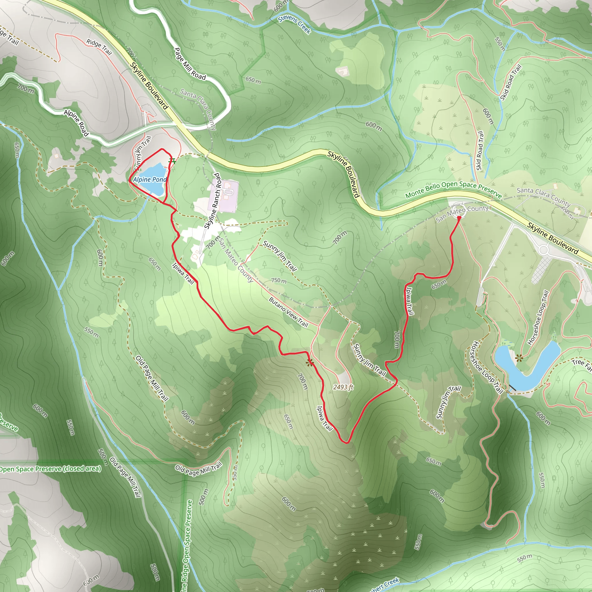Ipiwa Trail and Alpine Pond Trail mobile static map