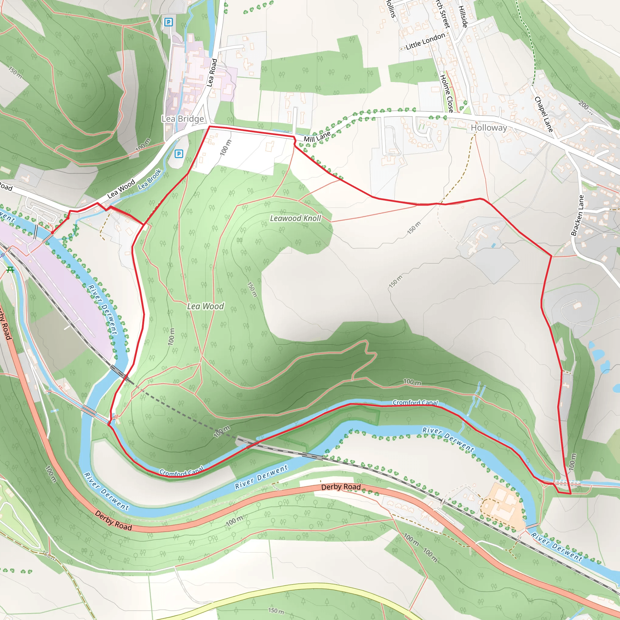 Cromford Mill And Village Walking - Short Route mobile static map