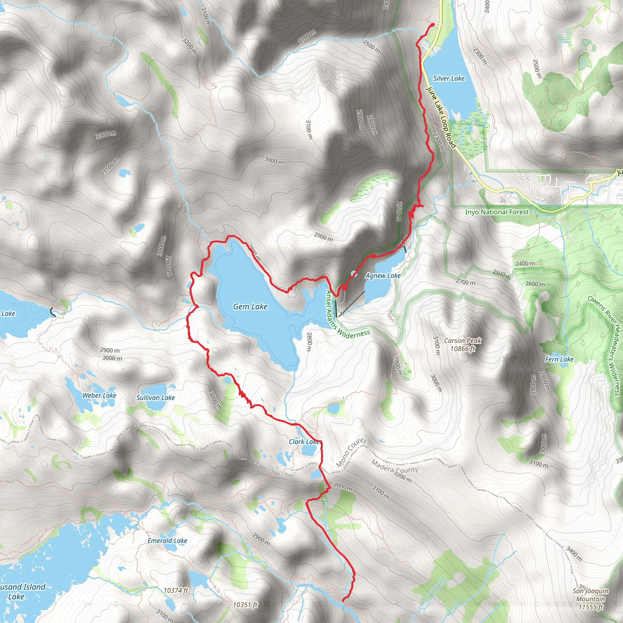 Clark Lakes via Rush Creek Trail mobile static map