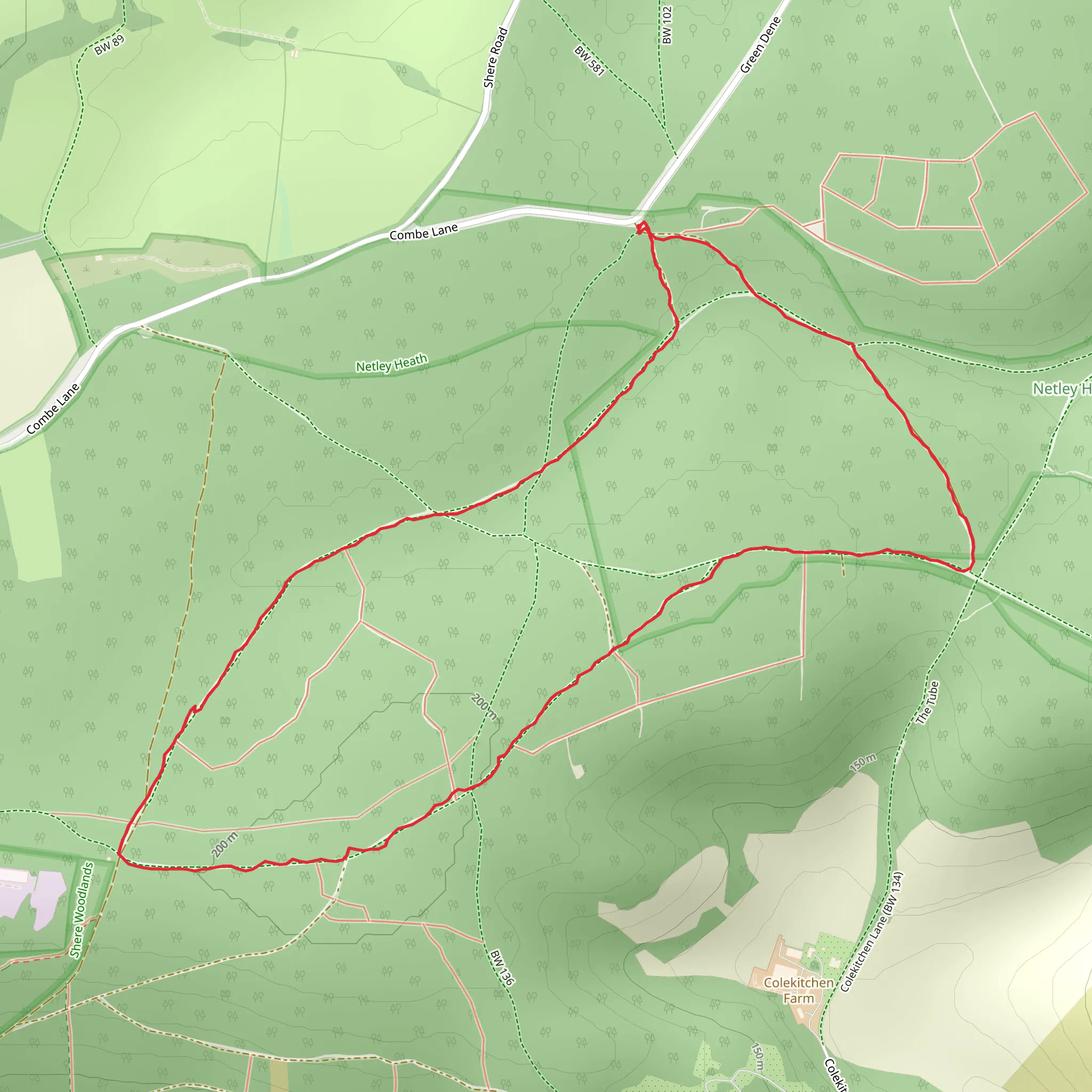 Shere Woods and Netley Heath mobile static map