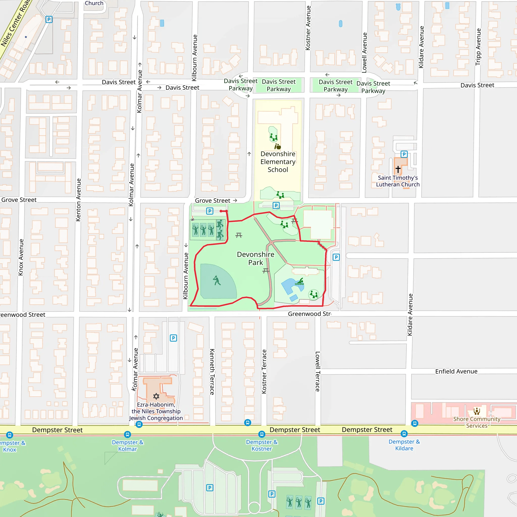 Devonshire Park Loop mobile static map