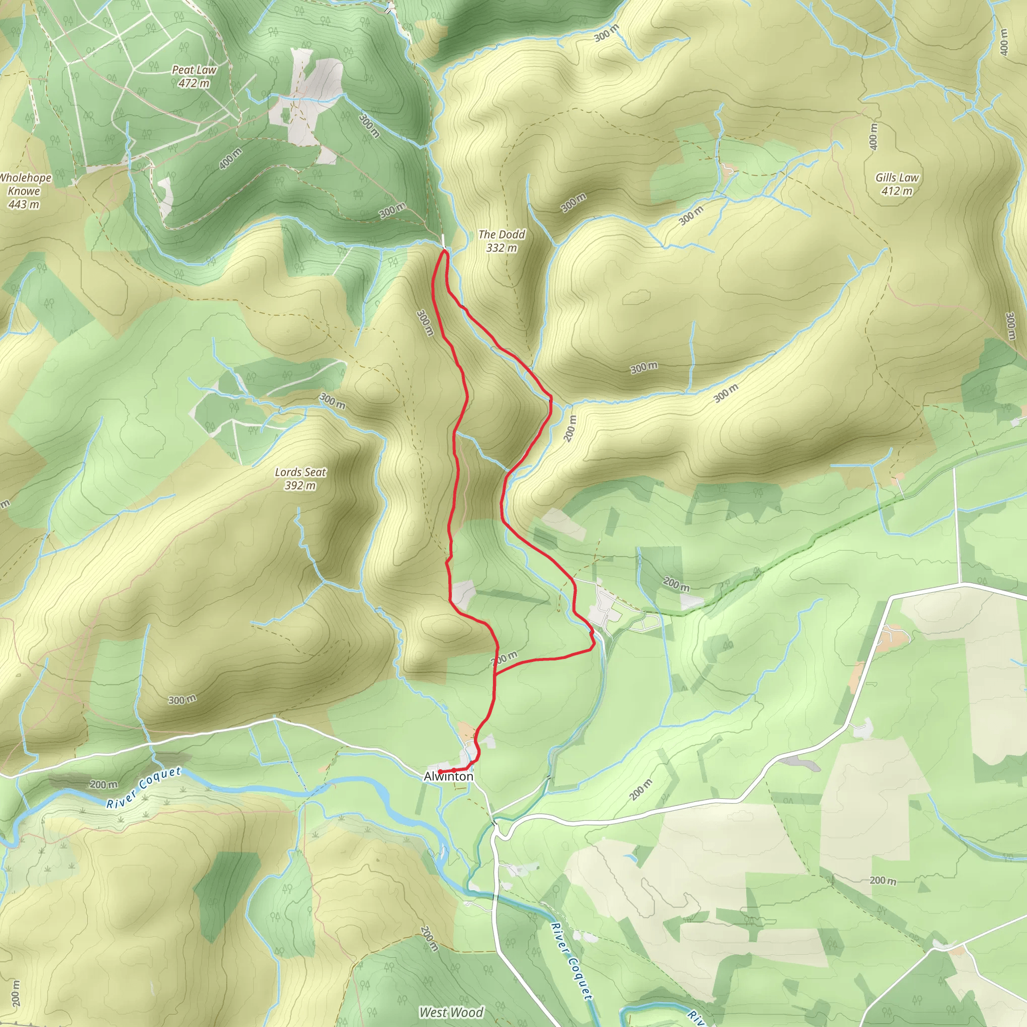 Alwinton and the River Alwin Walk mobile static map