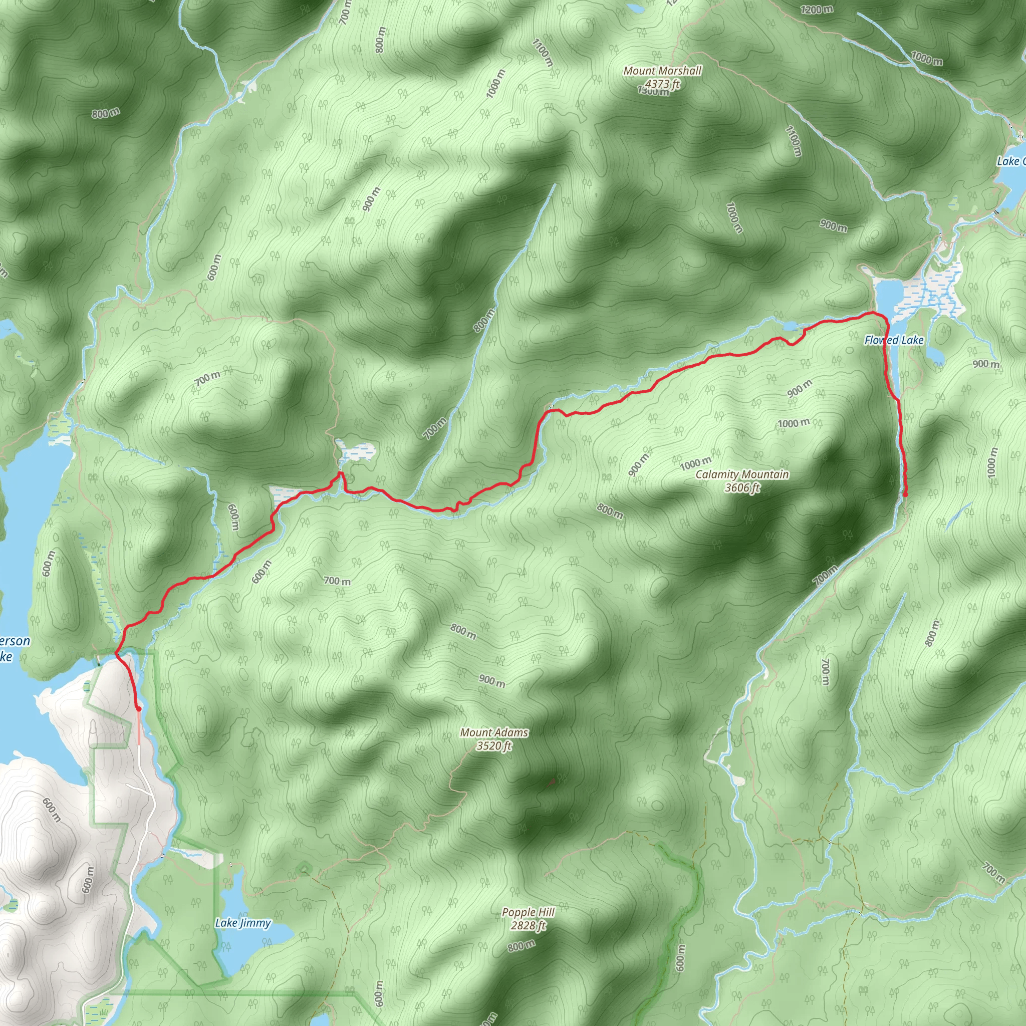 Flowed Lake via Calamity Brook Trail mobile static map