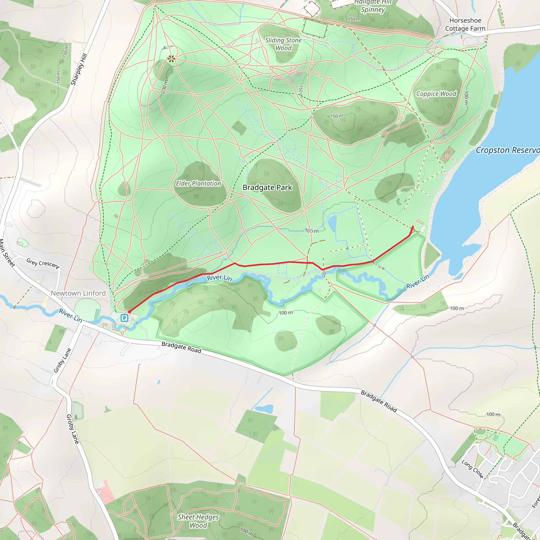River Lin and Bradgate mobile static map