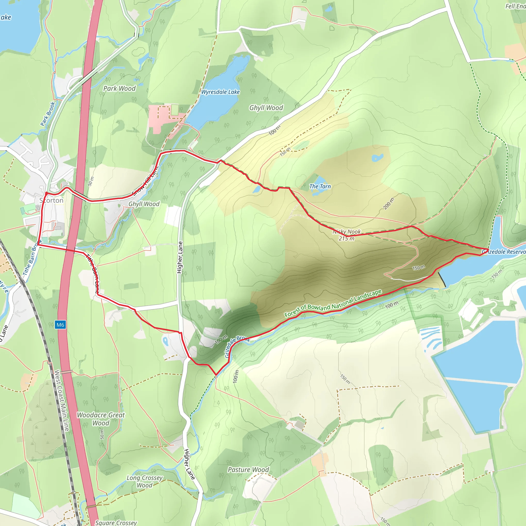 Grizedale Reservoir and Nicky Nook Loop mobile static map