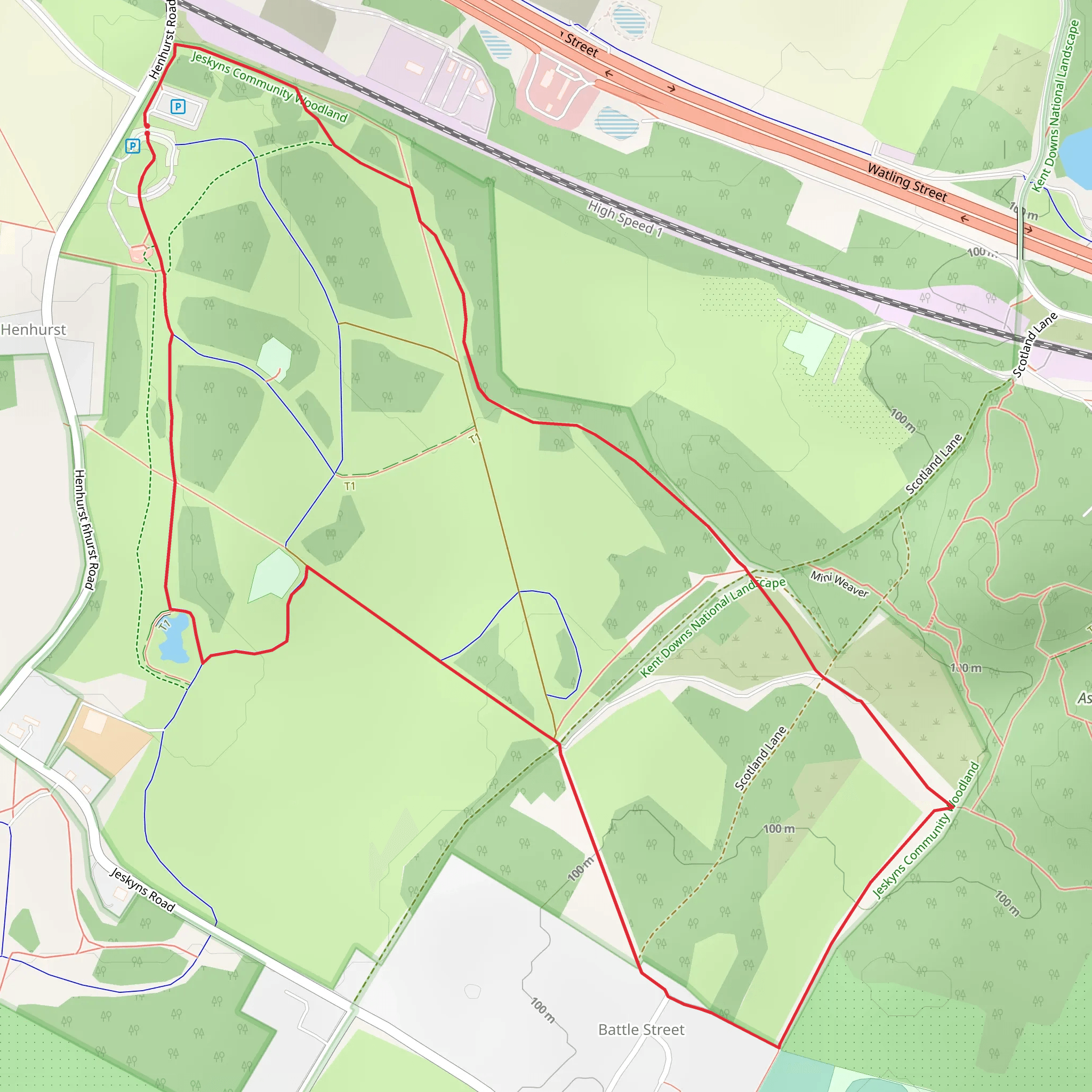 Jeskyns Community Woodland mobile static map