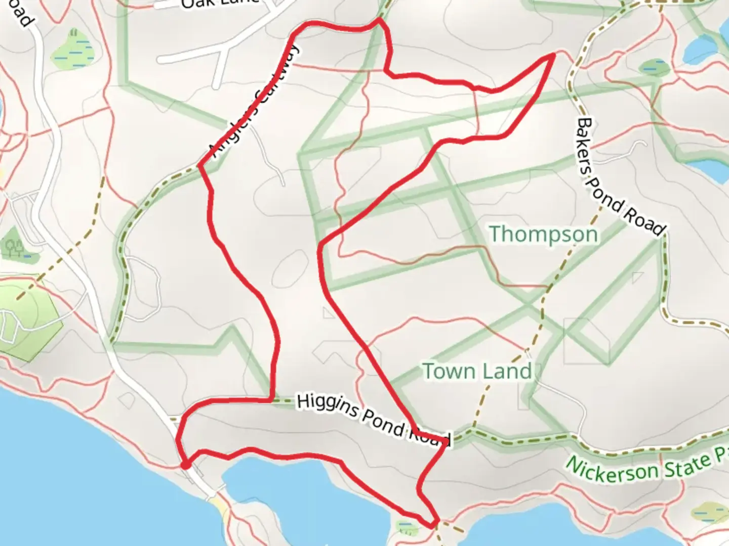 An image depicting the trail Little Cliff Pond and Anglers Cartway Loop Trail and its surrounding area.