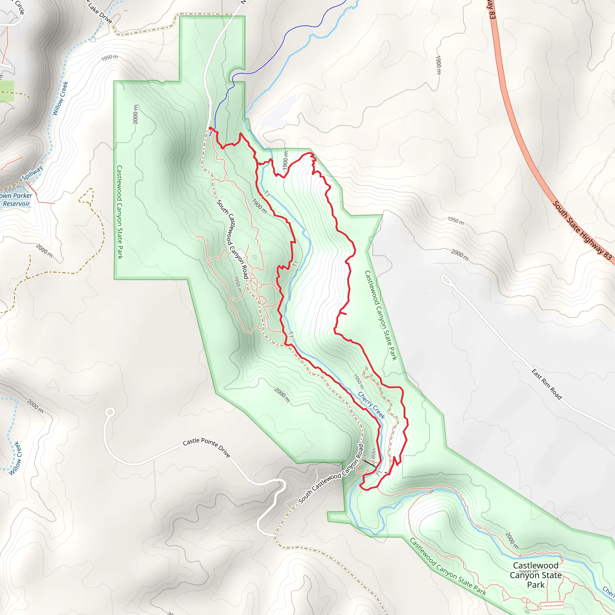 Creek Bottom and Rimrock Loop Trail mobile static map