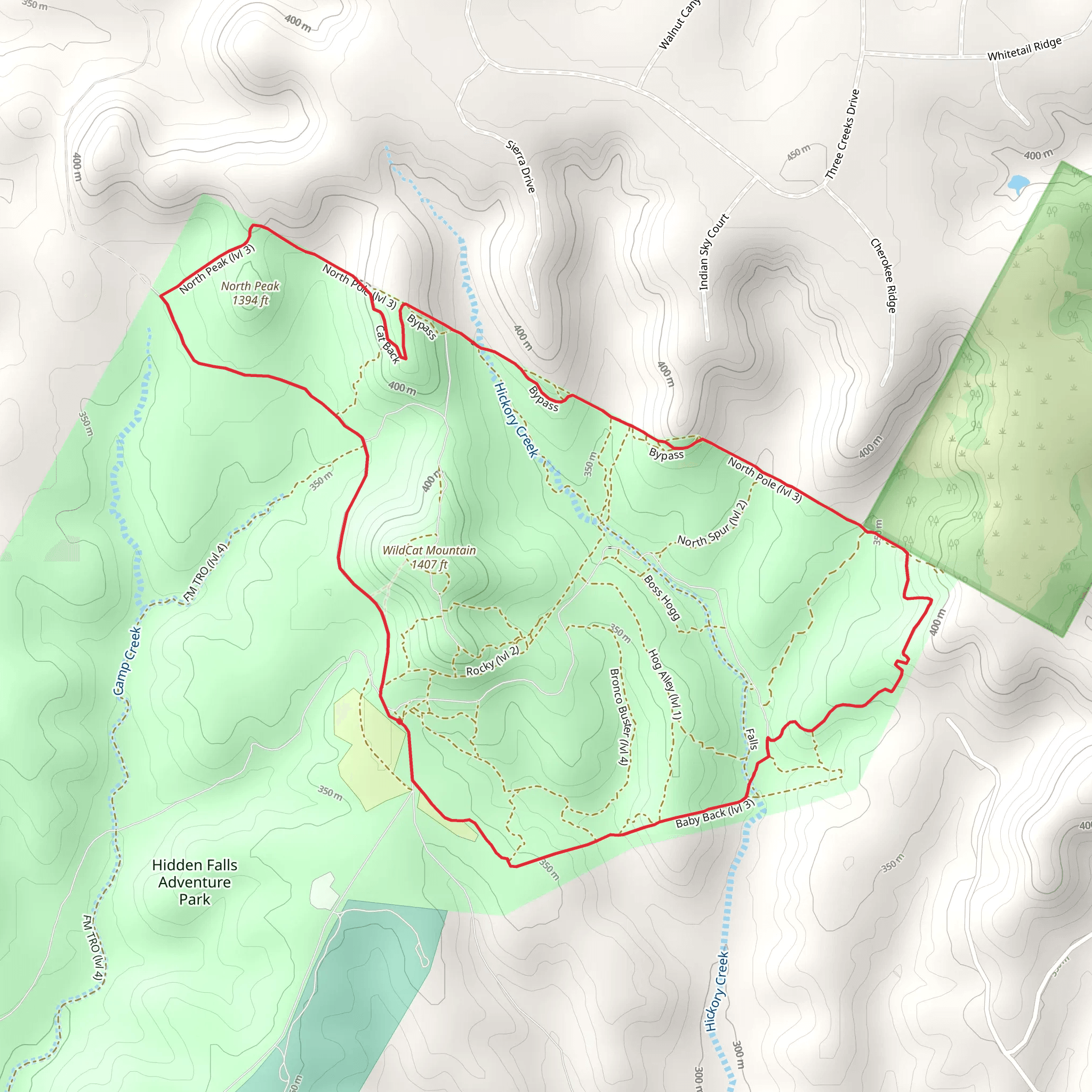 Hickory Creek and North Peak Loop mobile static map