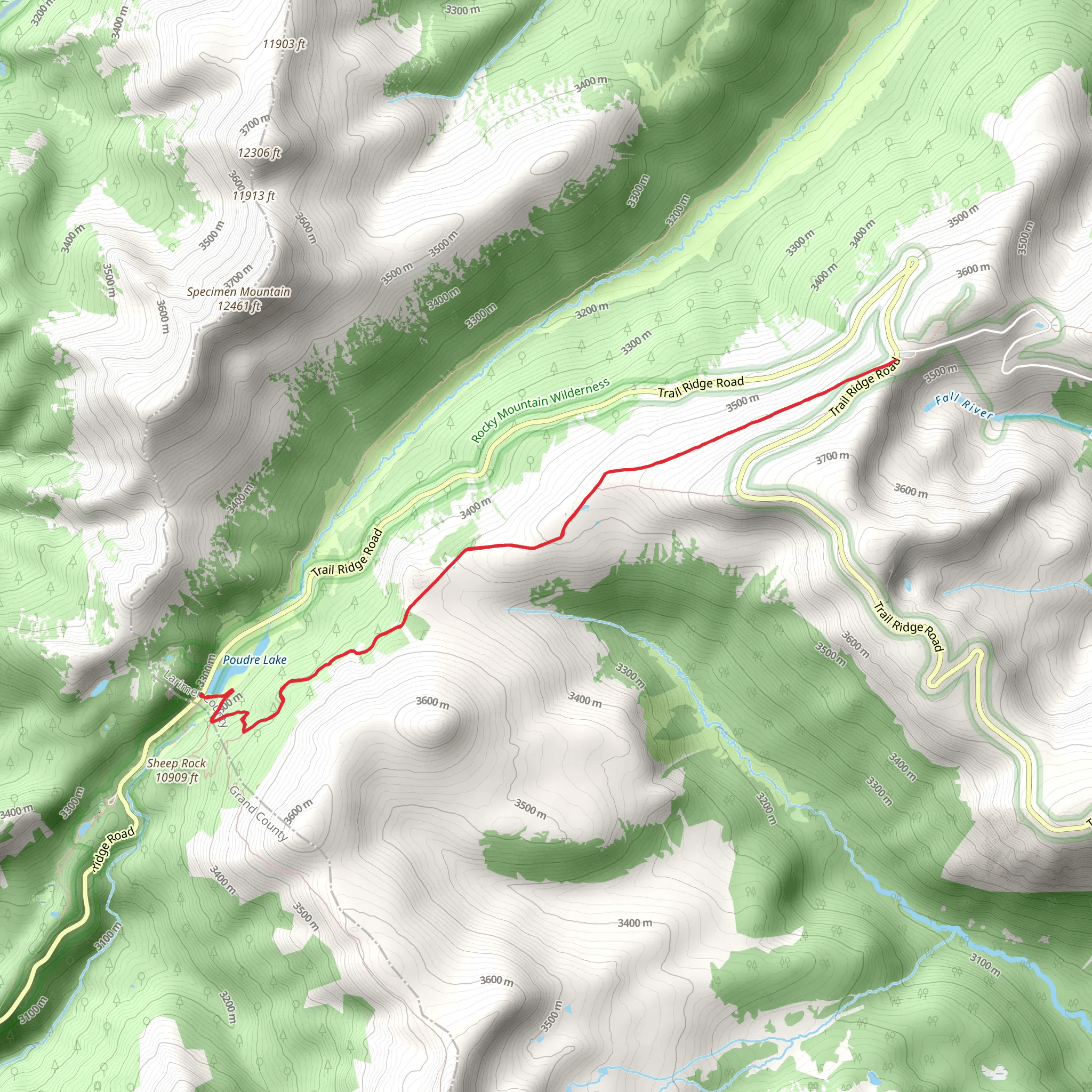 Ute Trail from Poudre Lake mobile static map